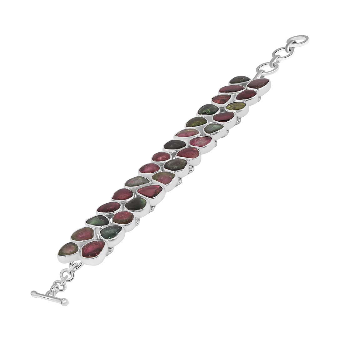 Watermelon Tourmaline Slice Bracelet-(TRM-B-1)