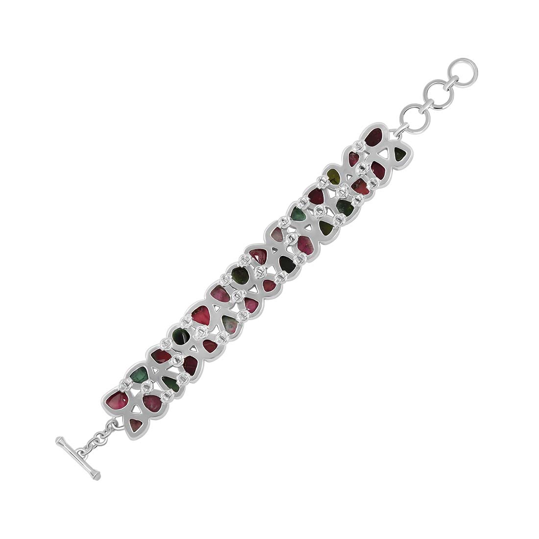 Watermelon Tourmaline Slice Bracelet-(TRM-B-1)
