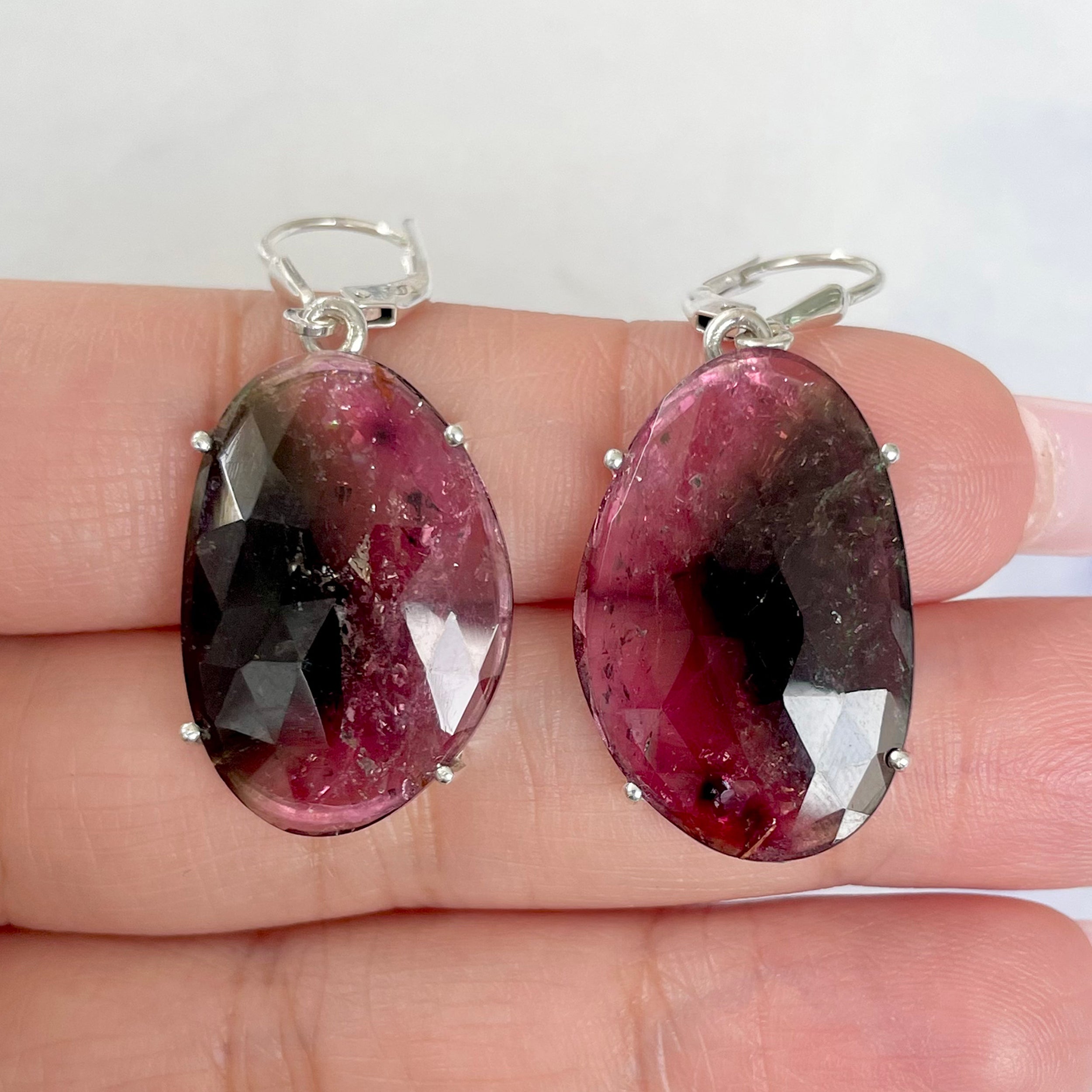 Watermelon Tourmaline Slice Earring-(TRM-E-11.)