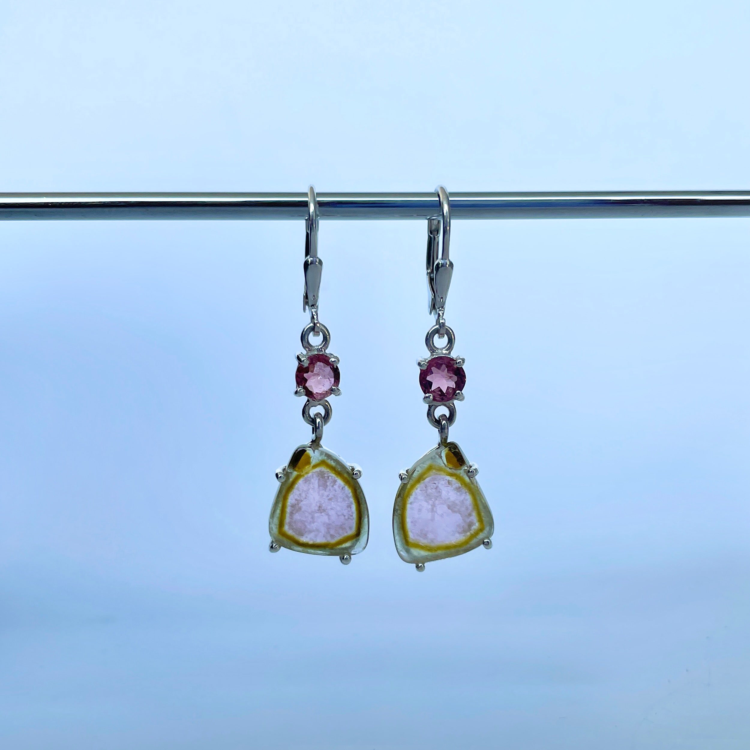 Watermelon Tourmaline Slice Earring-(TRM-E-14.)