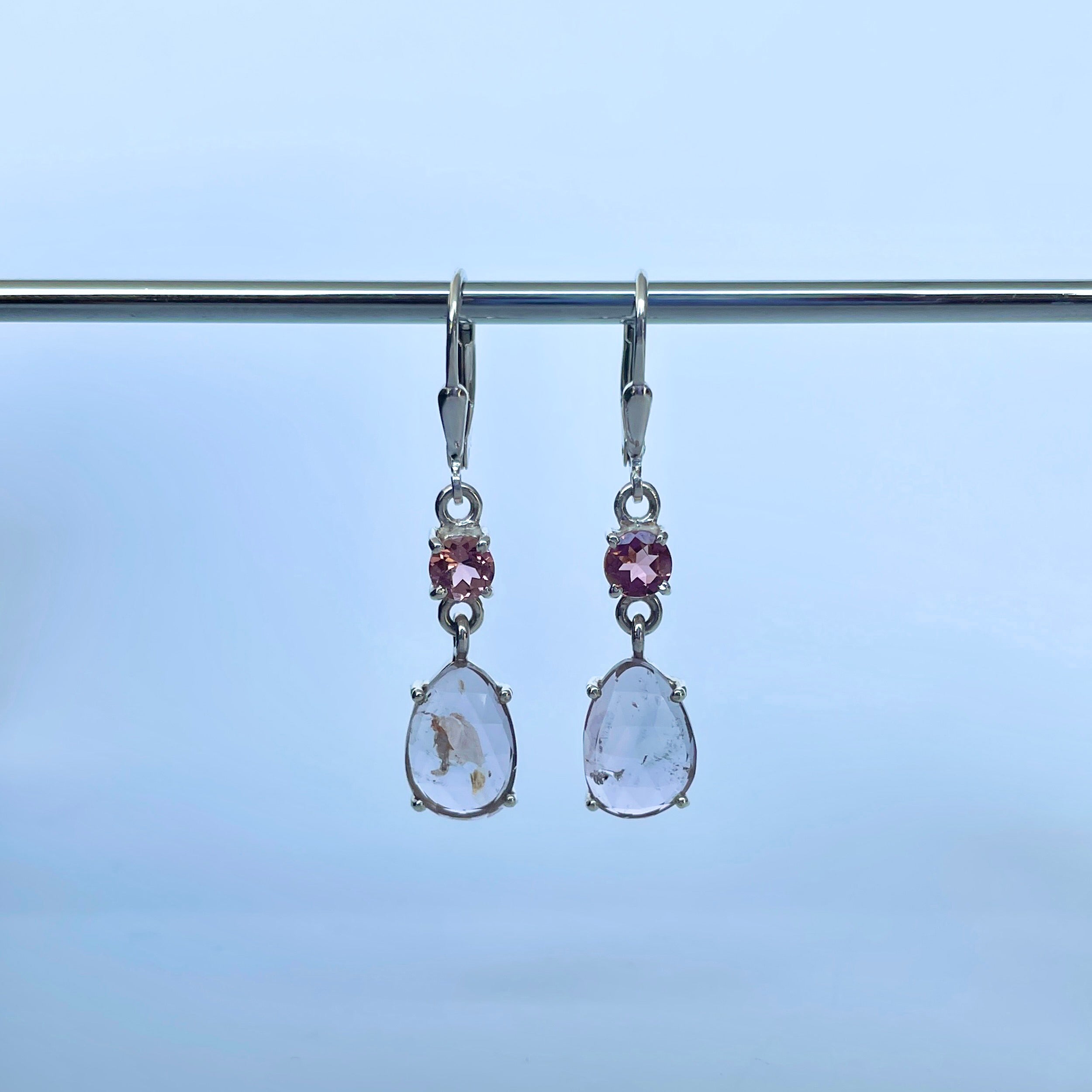 Watermelon Tourmaline Slice Earring-(TRM-E-25.)