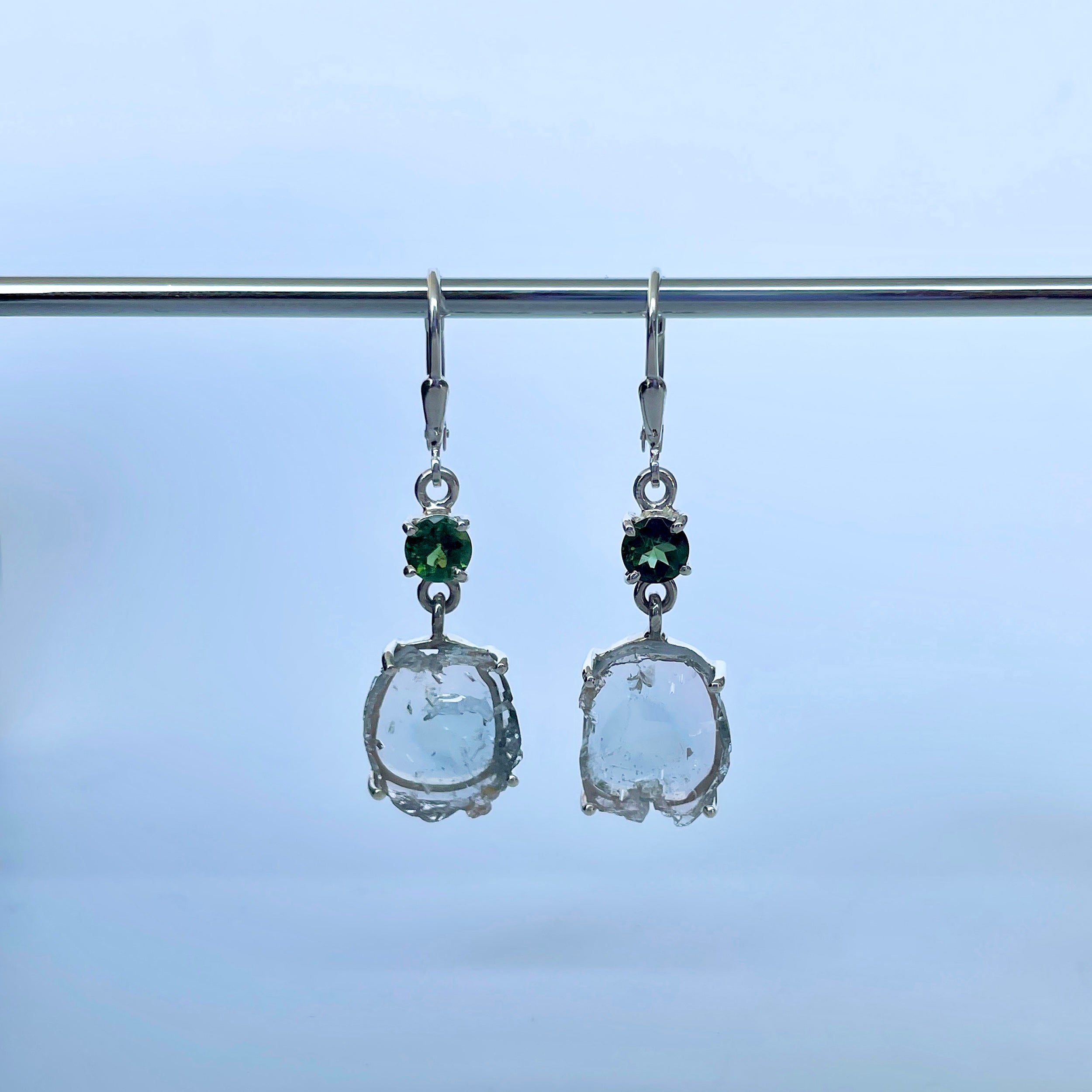 Watermelon Tourmaline Slice Earring-(TRM-E-26.)