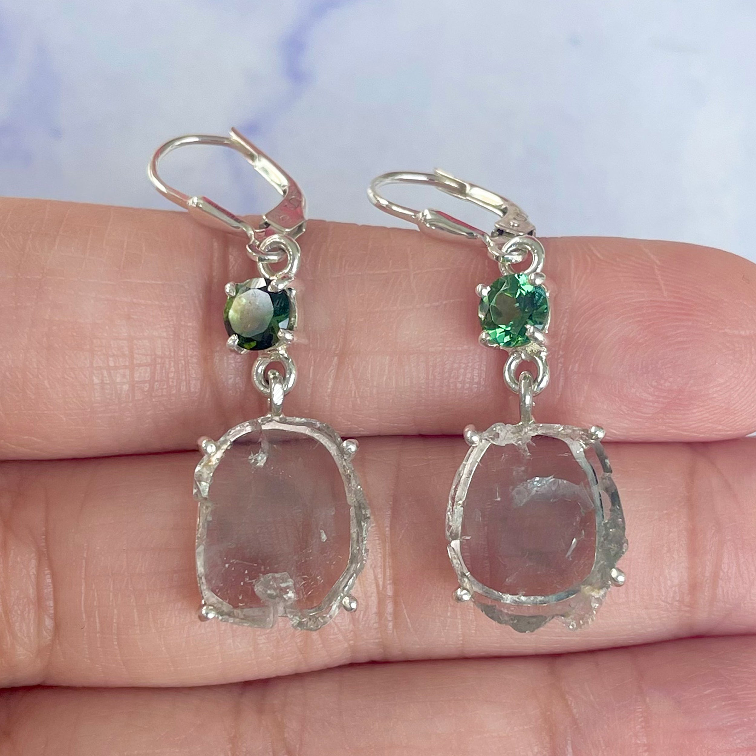 Watermelon Tourmaline Slice Earring-(TRM-E-26.)