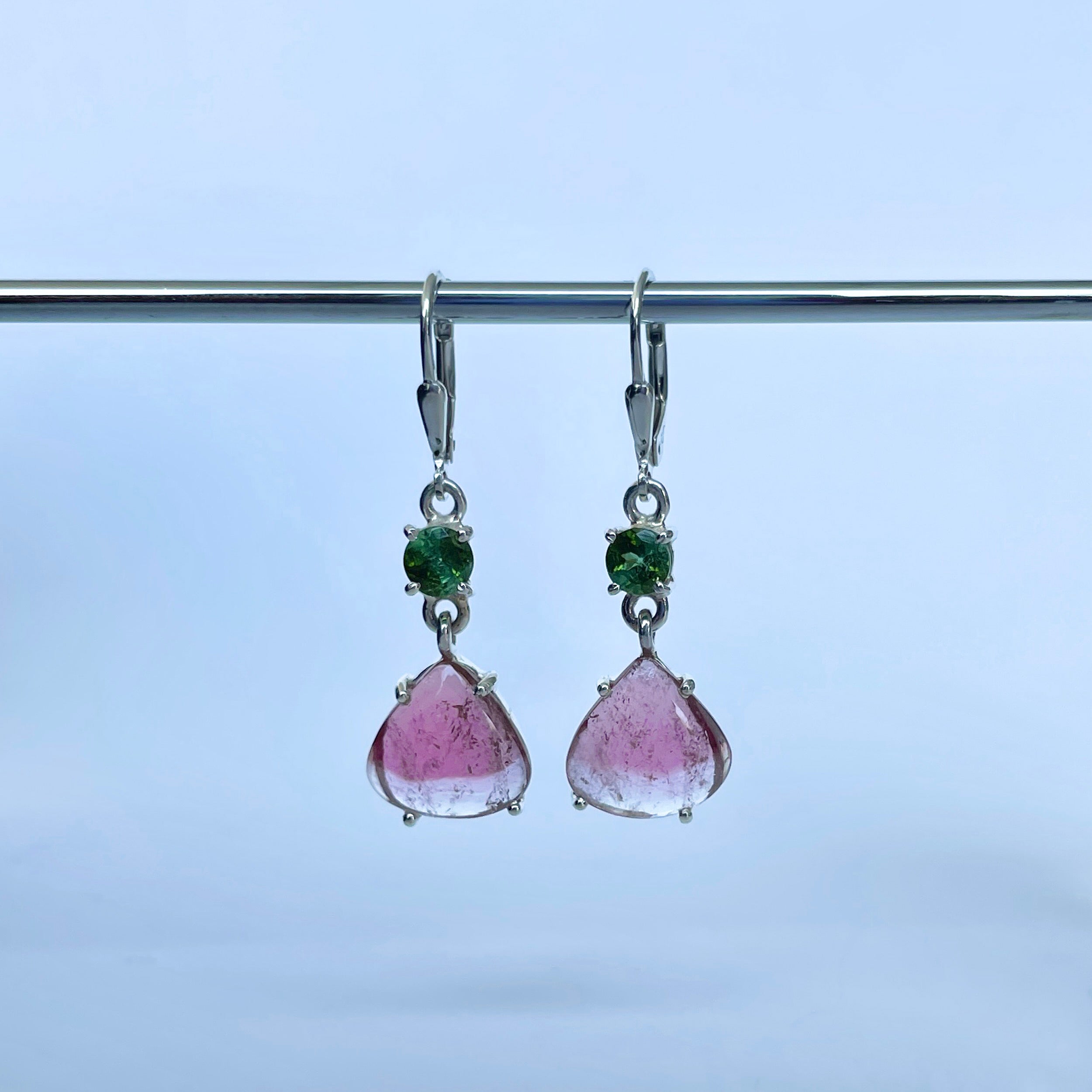 Watermelon Tourmaline Slice Earring-(TRM-E-27.)