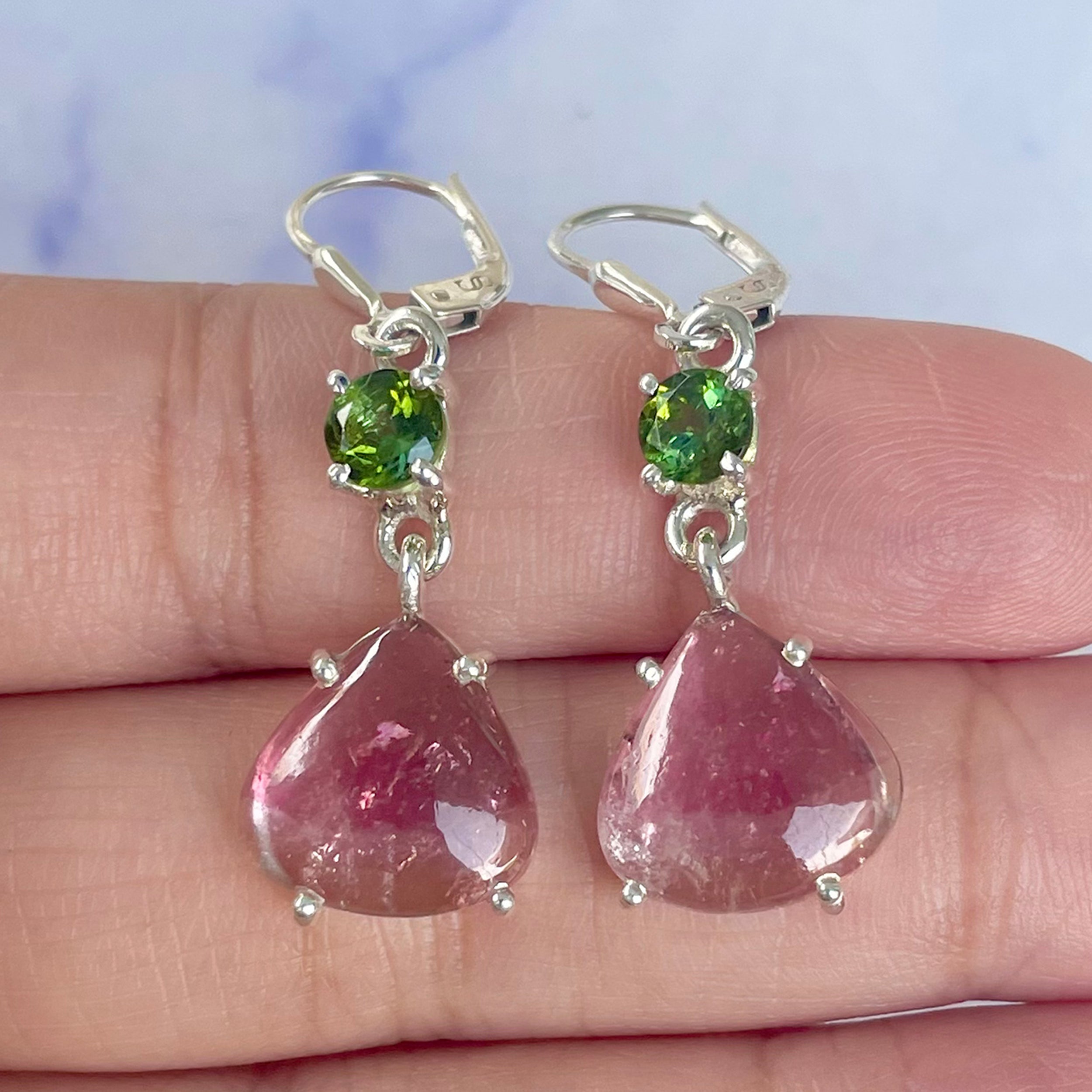 Watermelon Tourmaline Slice Earring-(TRM-E-27.)