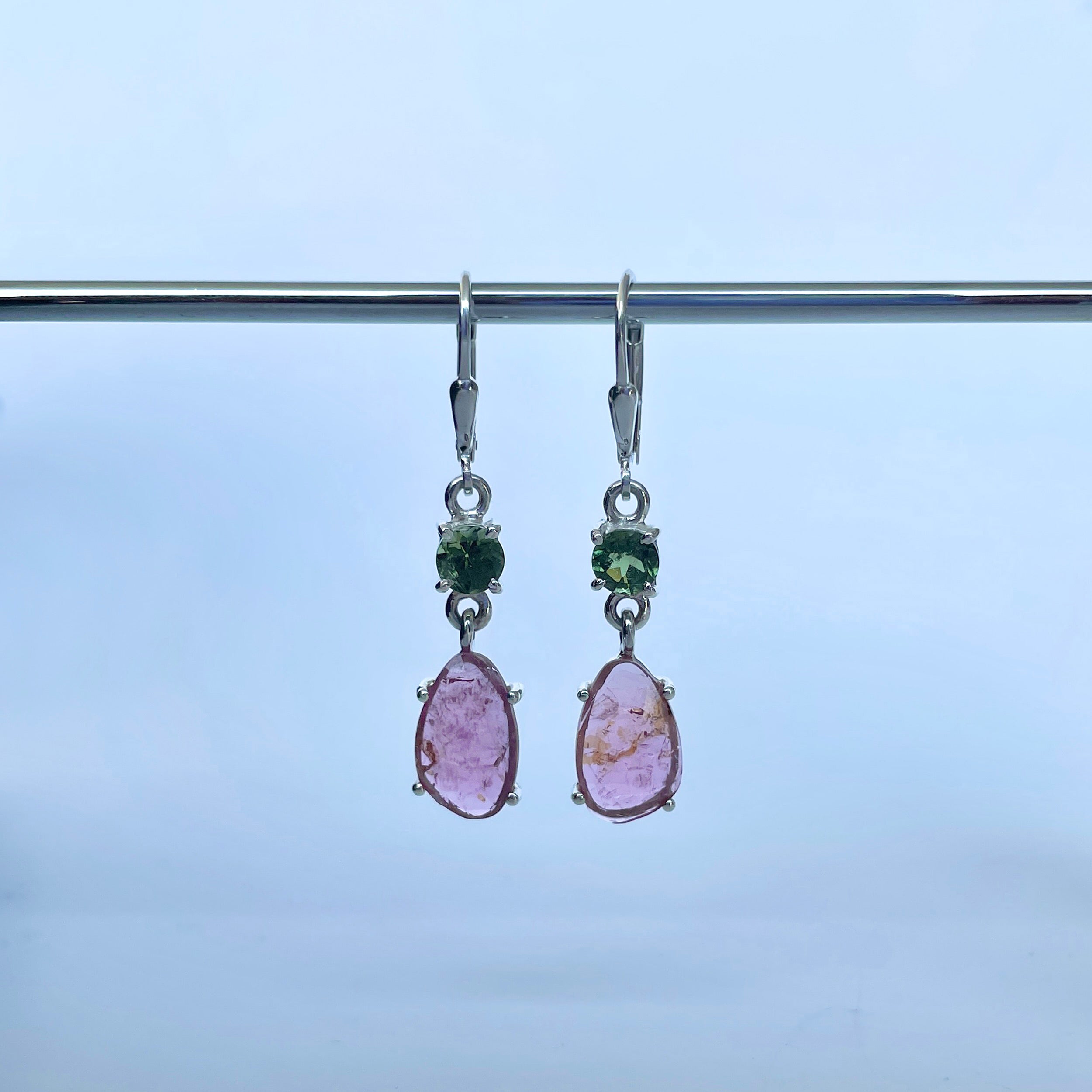 Watermelon Tourmaline Slice Earring-(TRM-E-28.)