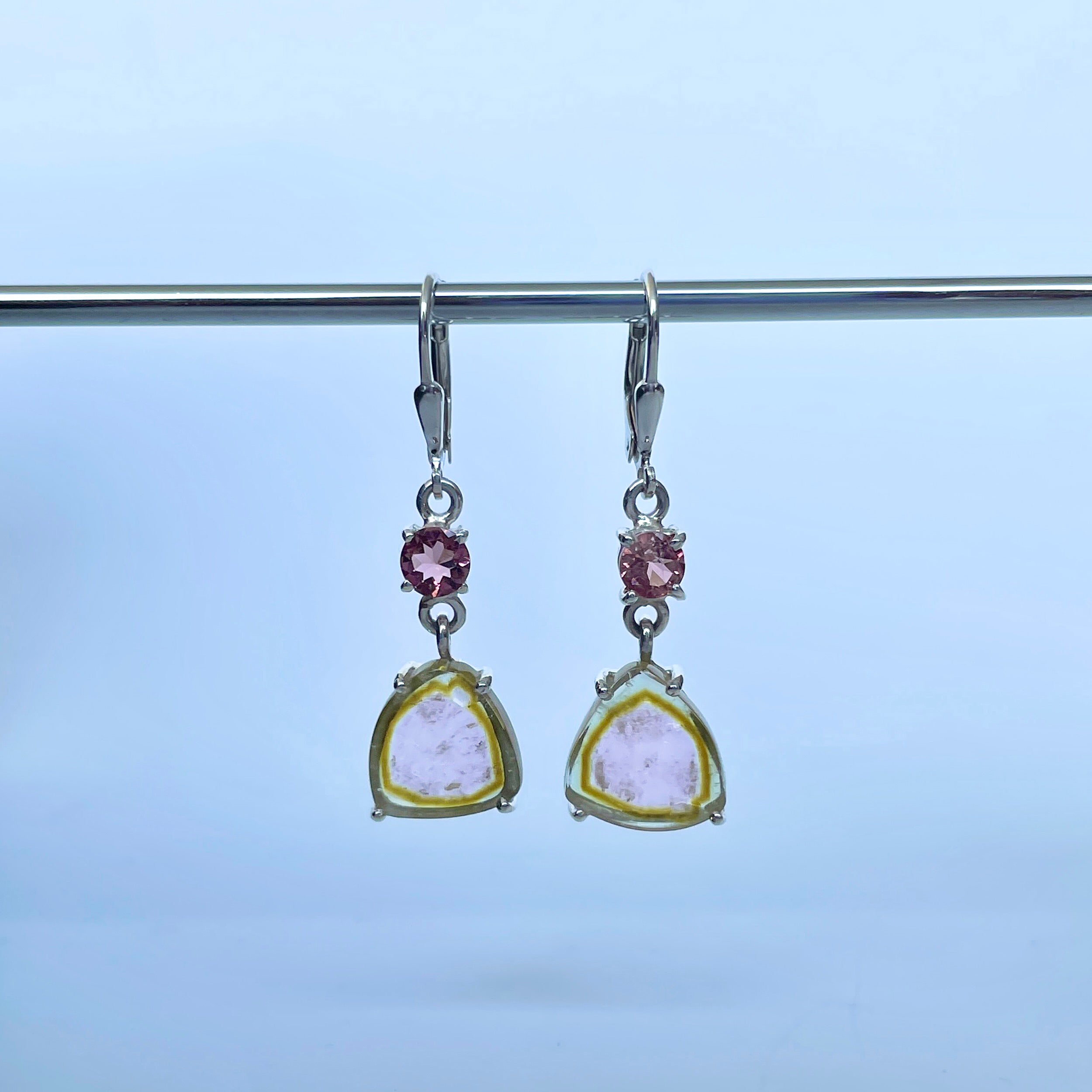 Watermelon Tourmaline Slice Earring-(TRM-E-29.)