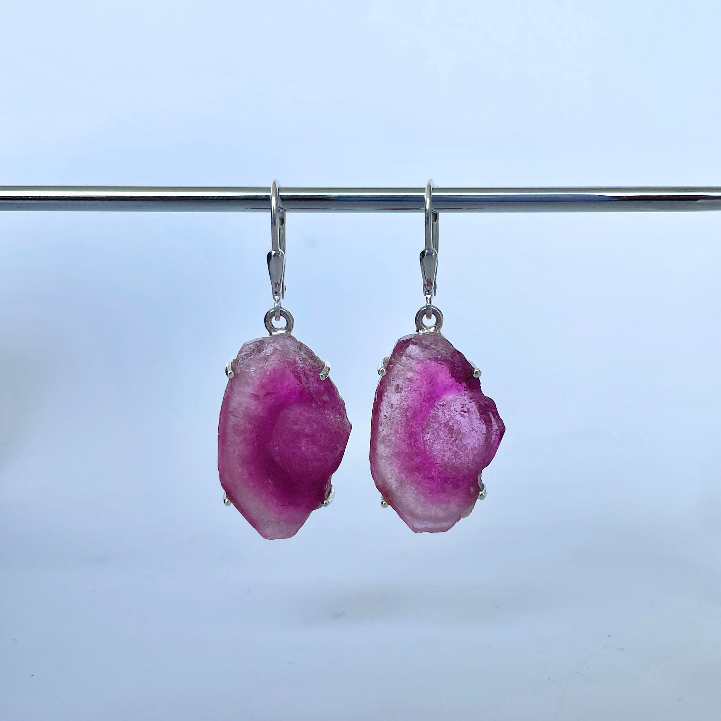 Watermelon Tourmaline Slice Earring-(TRM-E-3.)