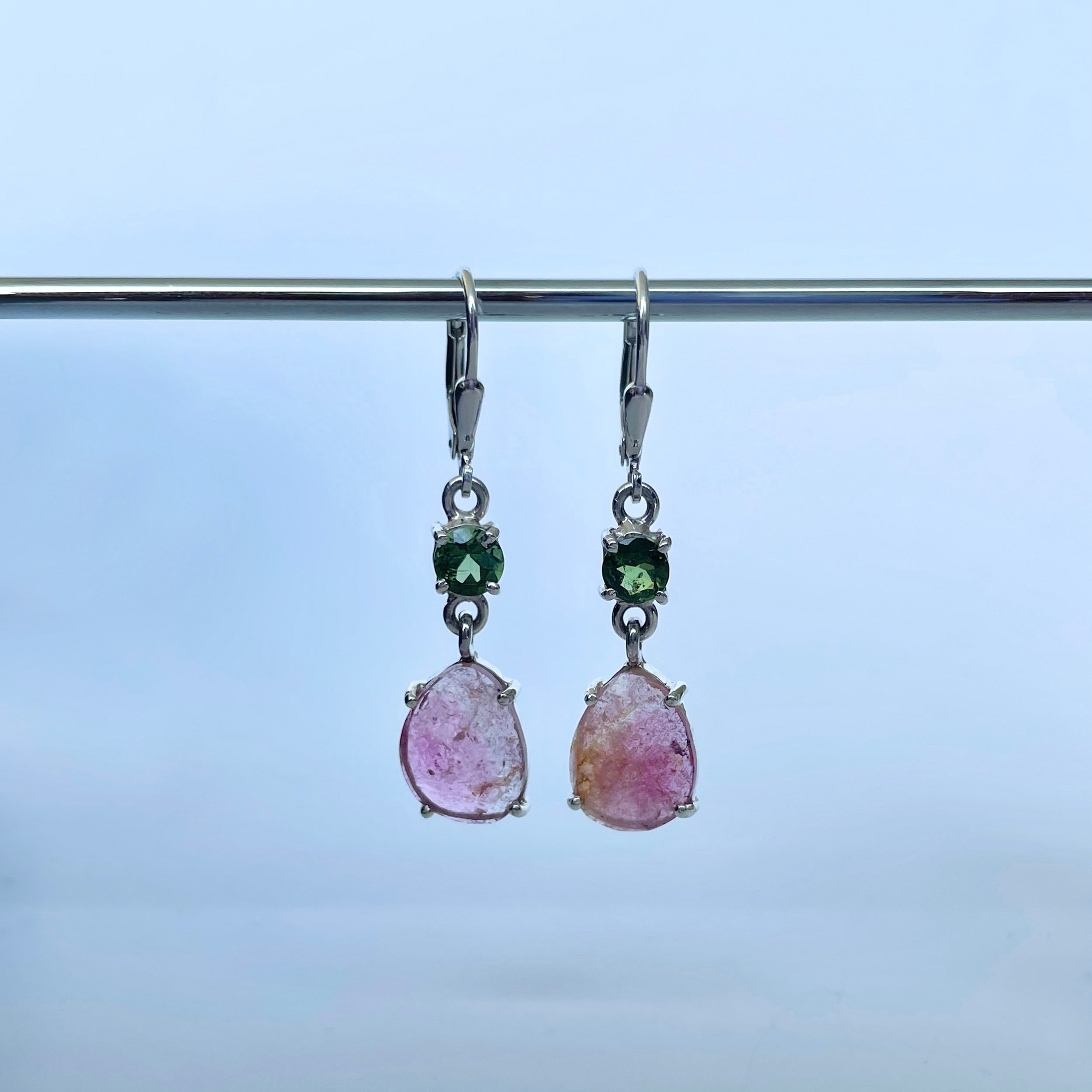 Watermelon Tourmaline Slice Earring-(TRM-E-31.)