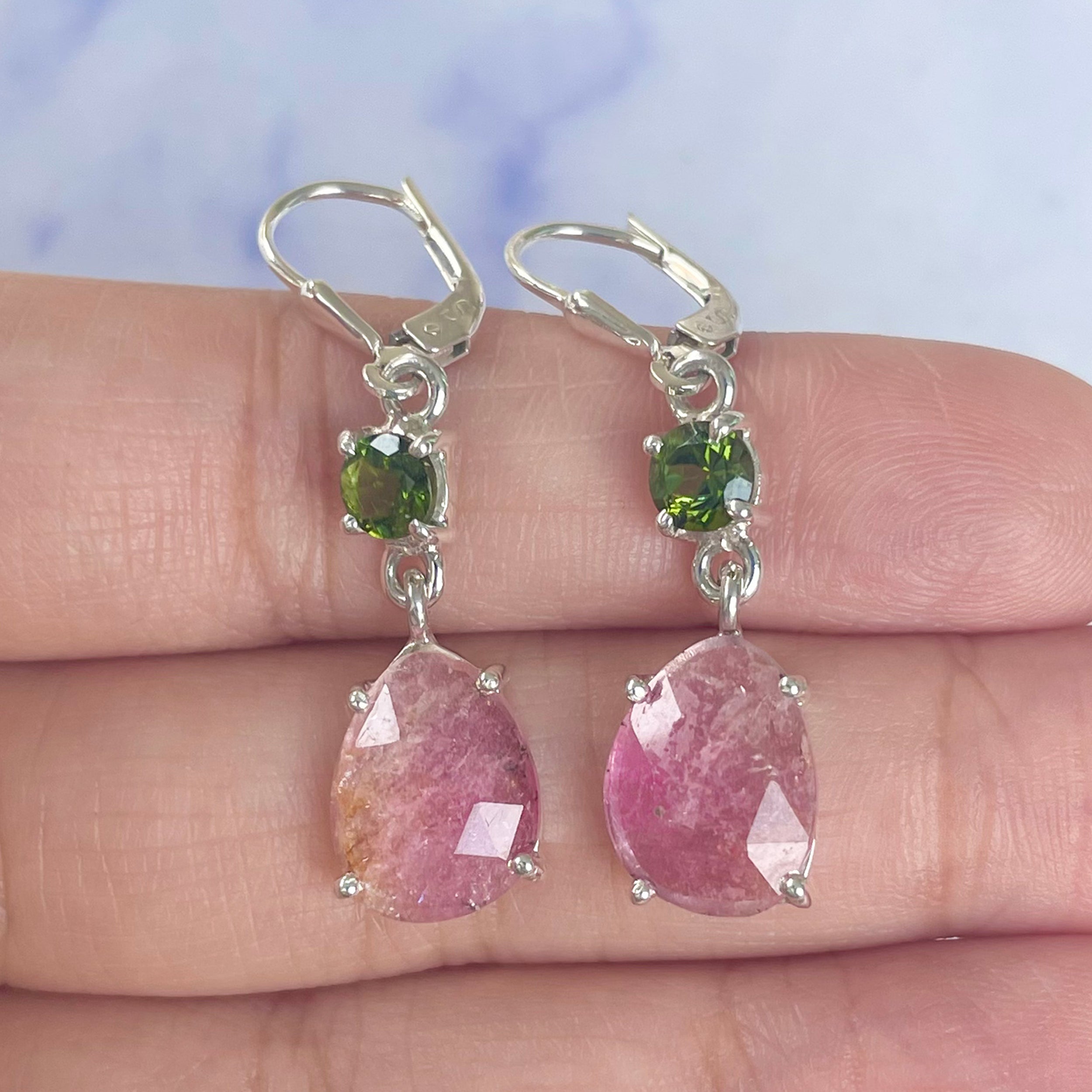 Watermelon Tourmaline Slice Earring-(TRM-E-31.)
