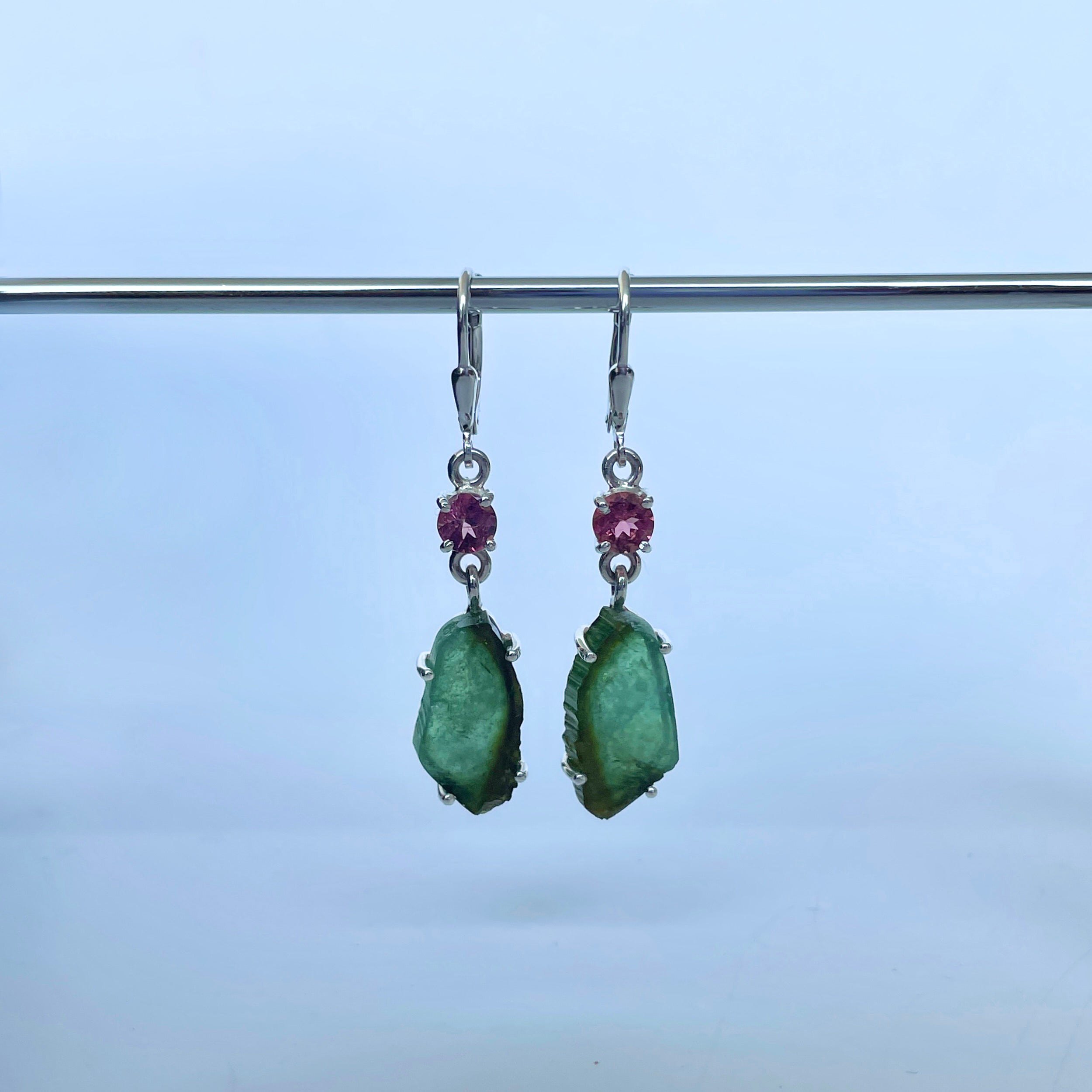 Watermelon Tourmaline Slice Earring-(TRM-E-33.)