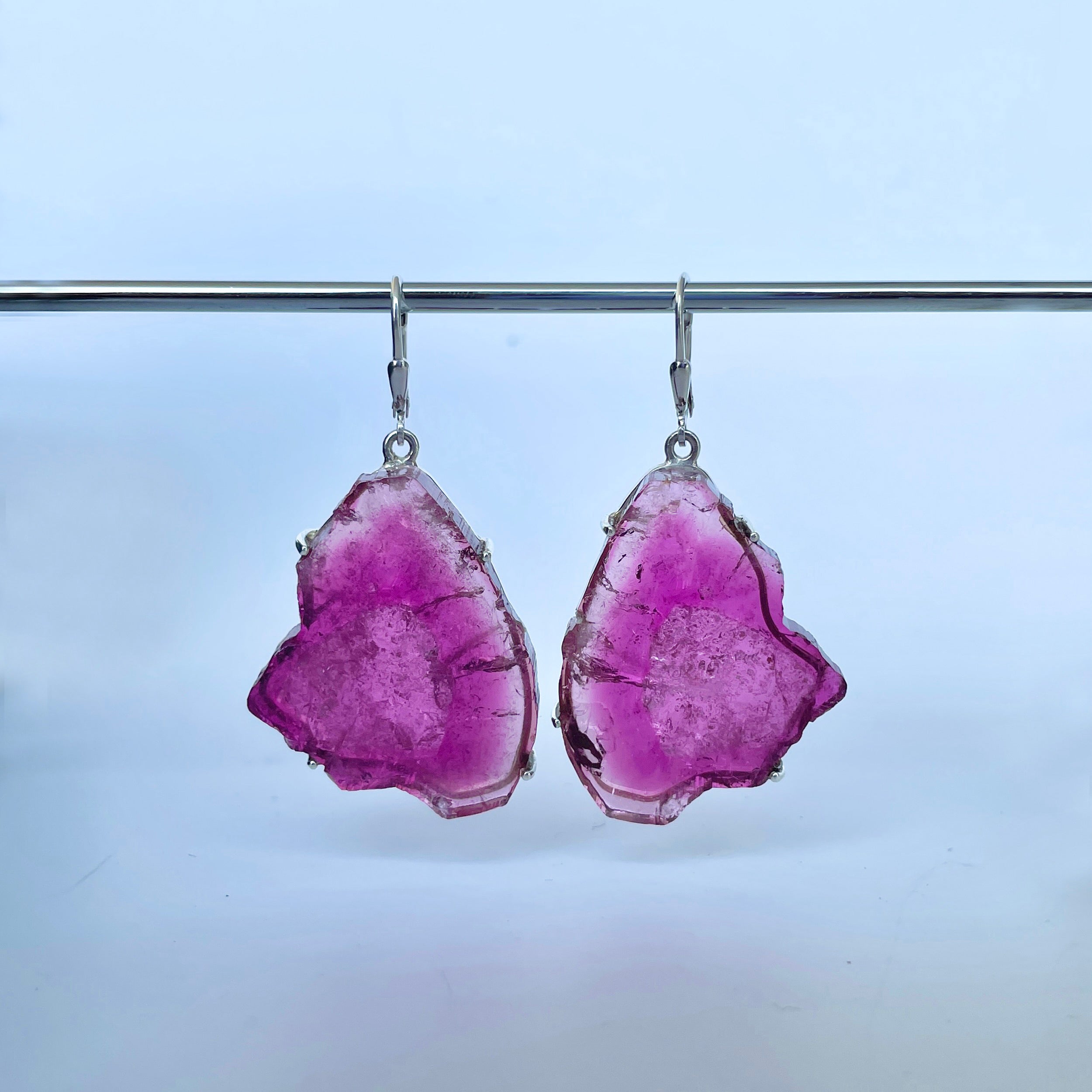 Watermelon Tourmaline Slice Earring-(TRM-E-4.)