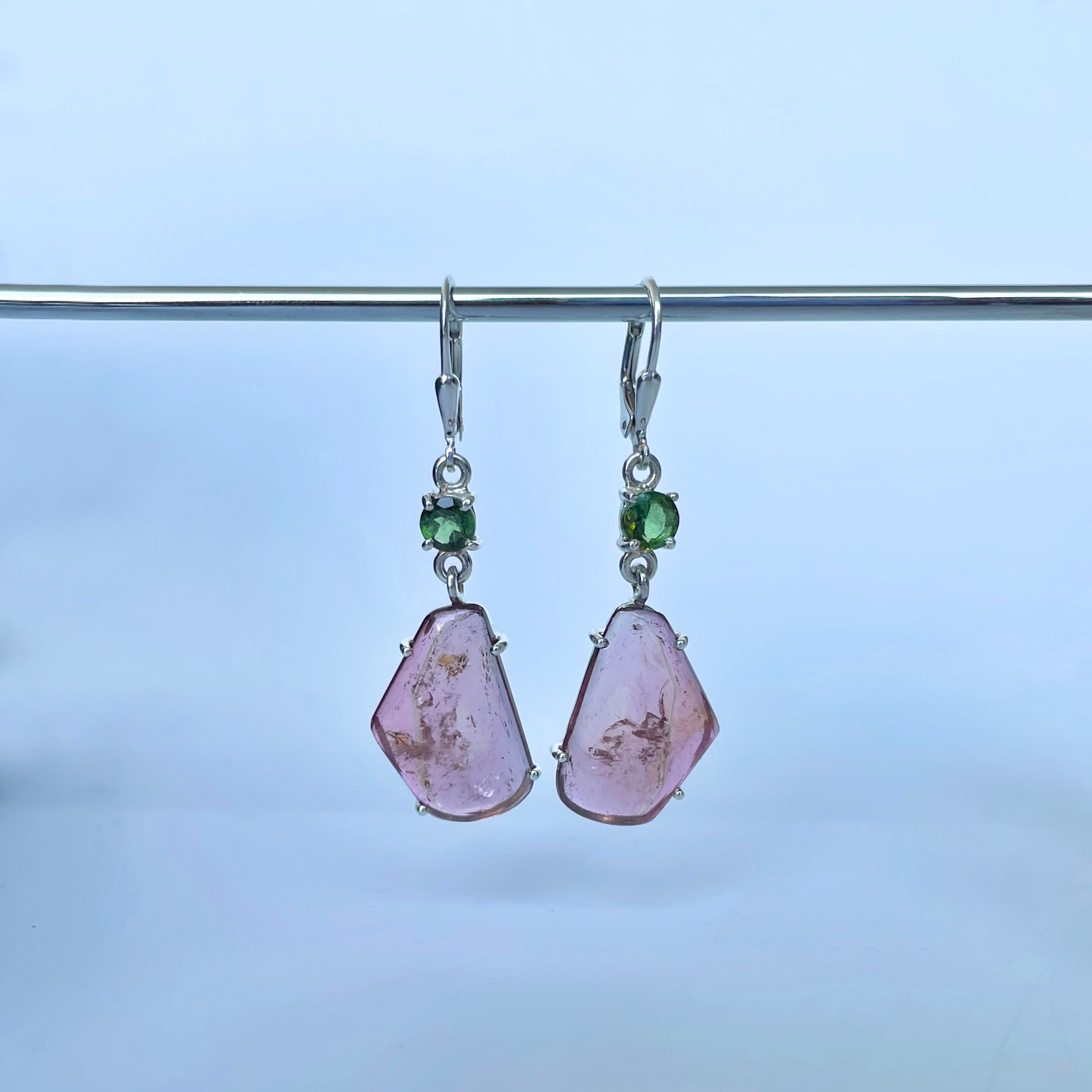 Watermelon Tourmaline Slice Earring-(TRM-E-42.)