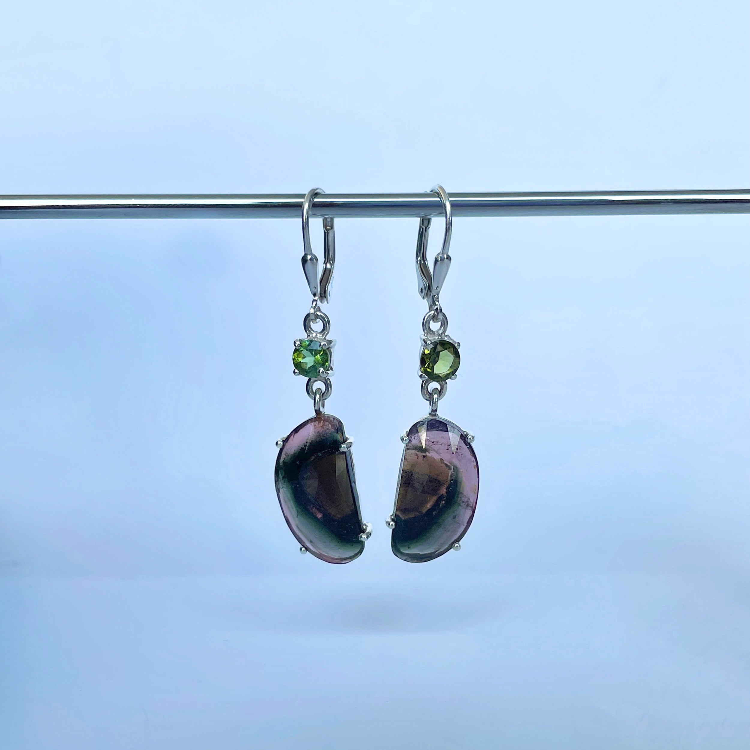 Watermelon Tourmaline Slice Earring-(TRM-E-44.)