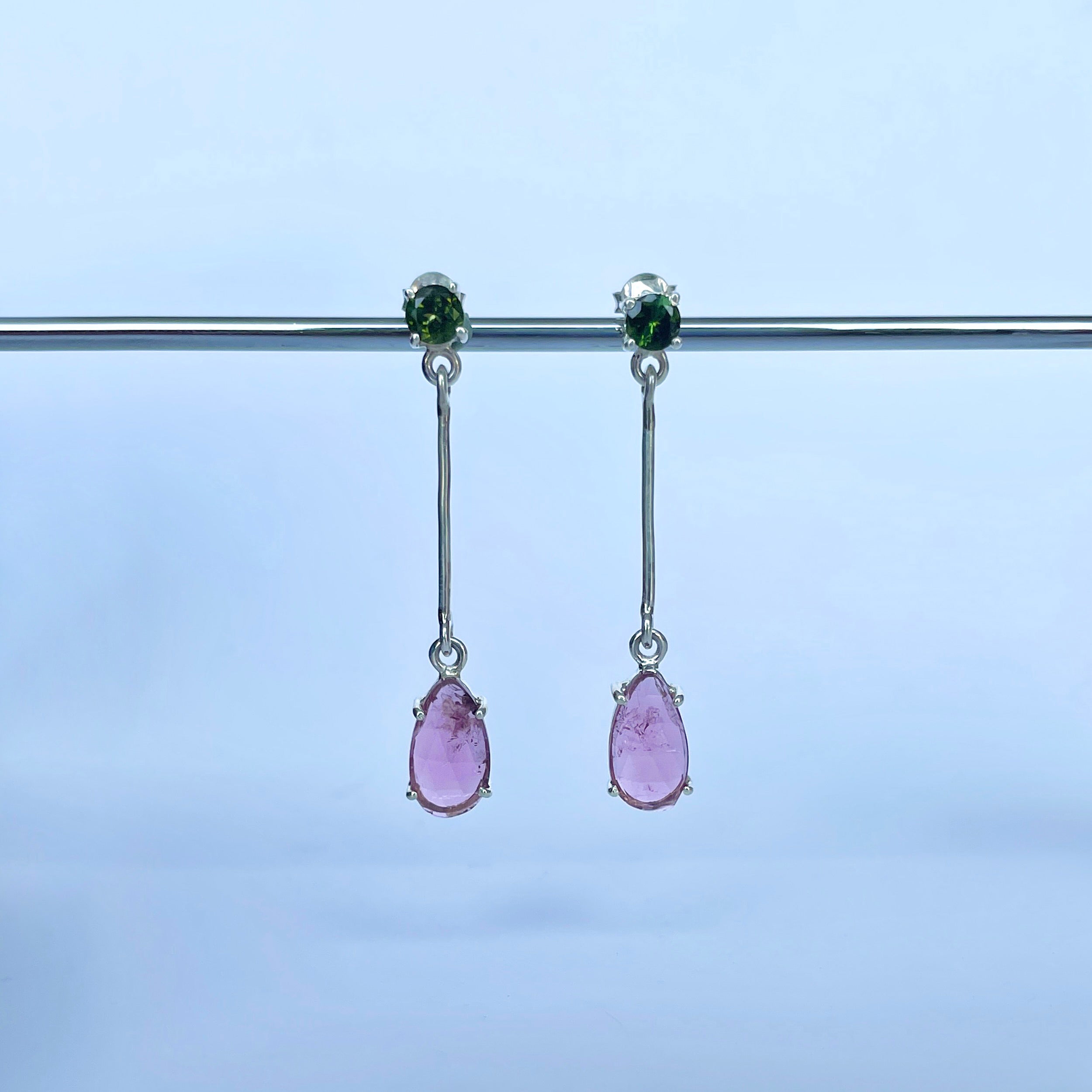 Watermelon Tourmaline Slice Earring-(TRM-E-66.)