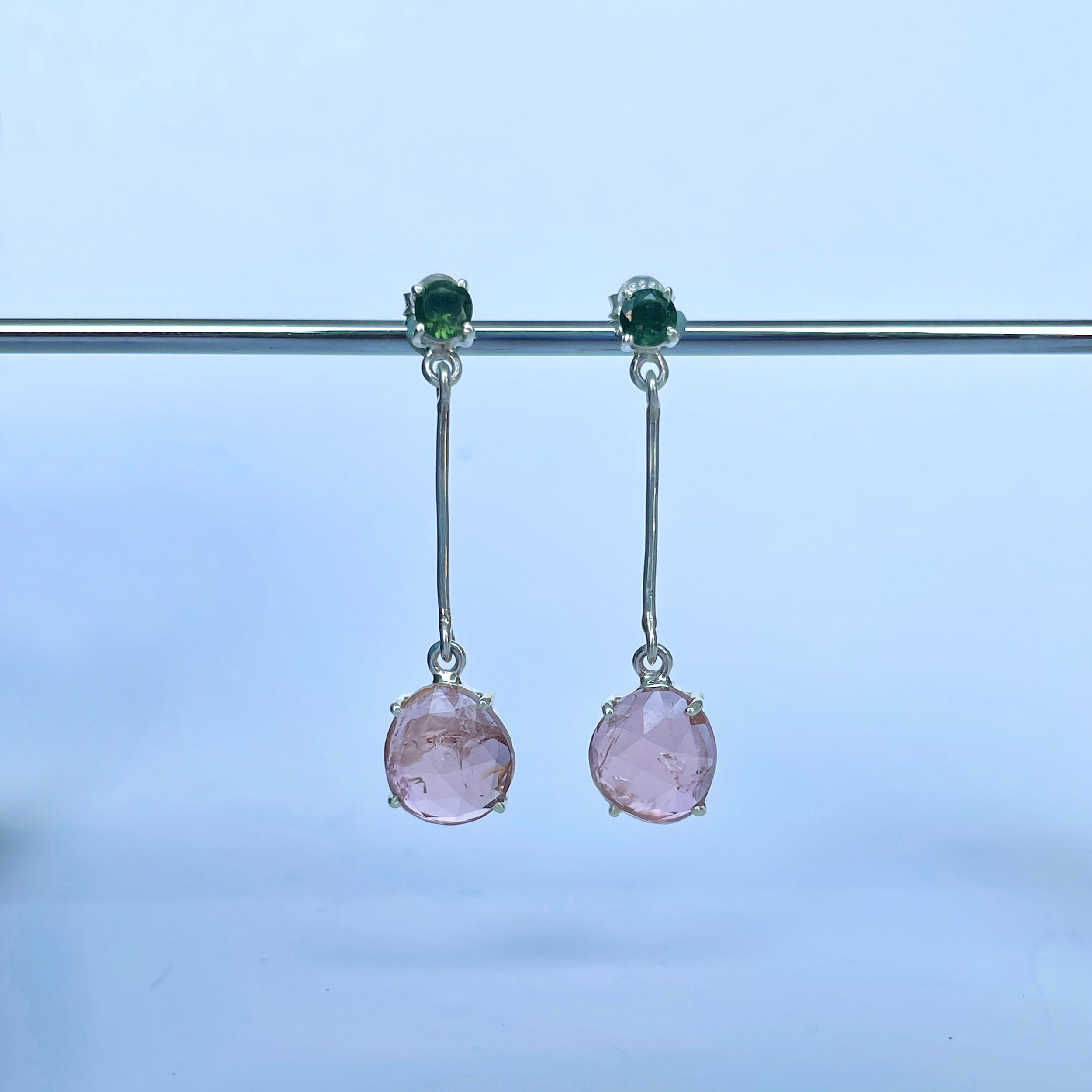 Watermelon Tourmaline Slice Earring-(TRM-E-67.)