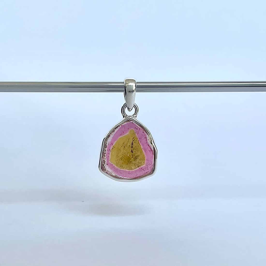 Watermelon Tourmaline Slice Pendant-(TRM-P-1.)