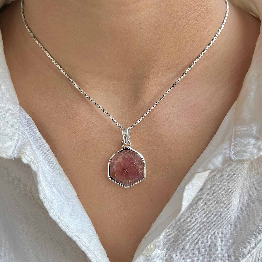 Watermelon Tourmaline Slice Pendant-(TRM-P-13.)