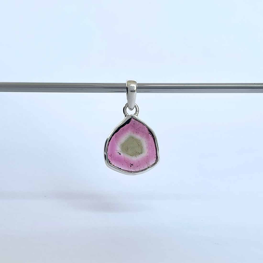 Watermelon Tourmaline Slice Pendant-(TRM-P-17.)
