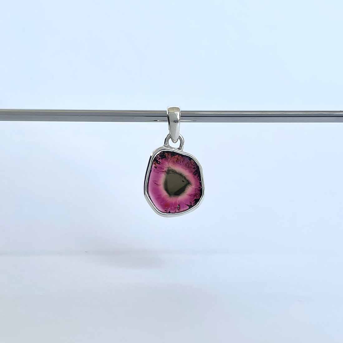 Watermelon Tourmaline Slice Pendant-(TRM-P-19.)