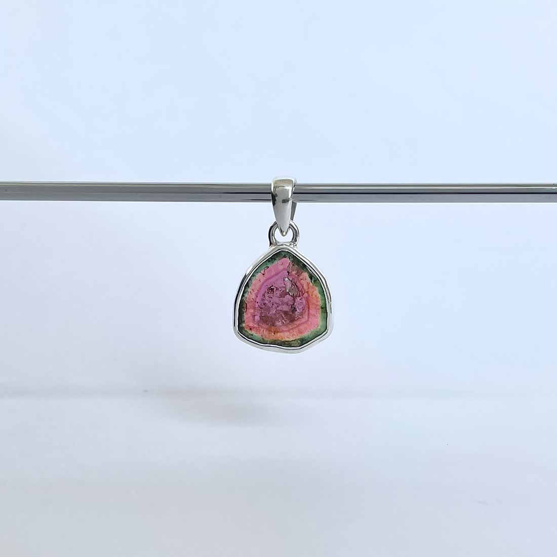 Watermelon Tourmaline Slice Pendant-(TRM-P-20.)