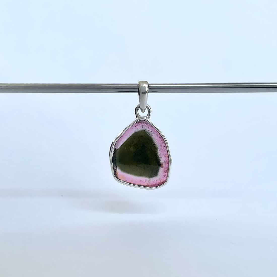 Watermelon Tourmaline Slice Pendant-(TRM-P-24.)