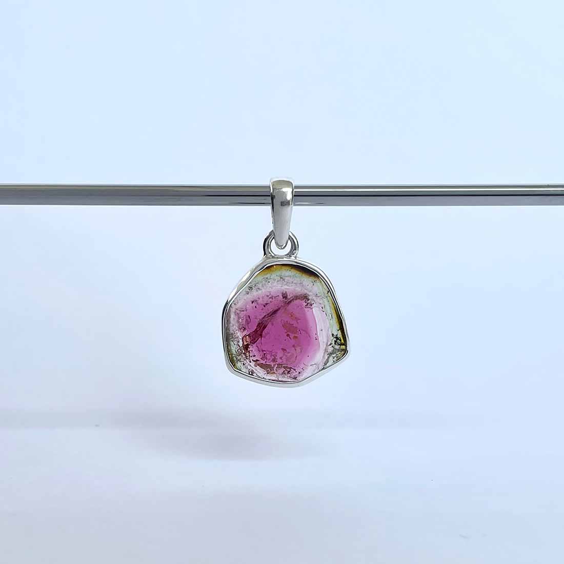 Watermelon Tourmaline Slice Pendant-(TRM-P-27.)