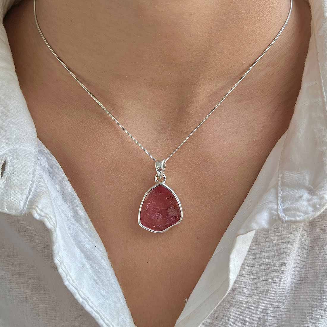 Watermelon Tourmaline Slice Pendant-(TRM-P-3.)