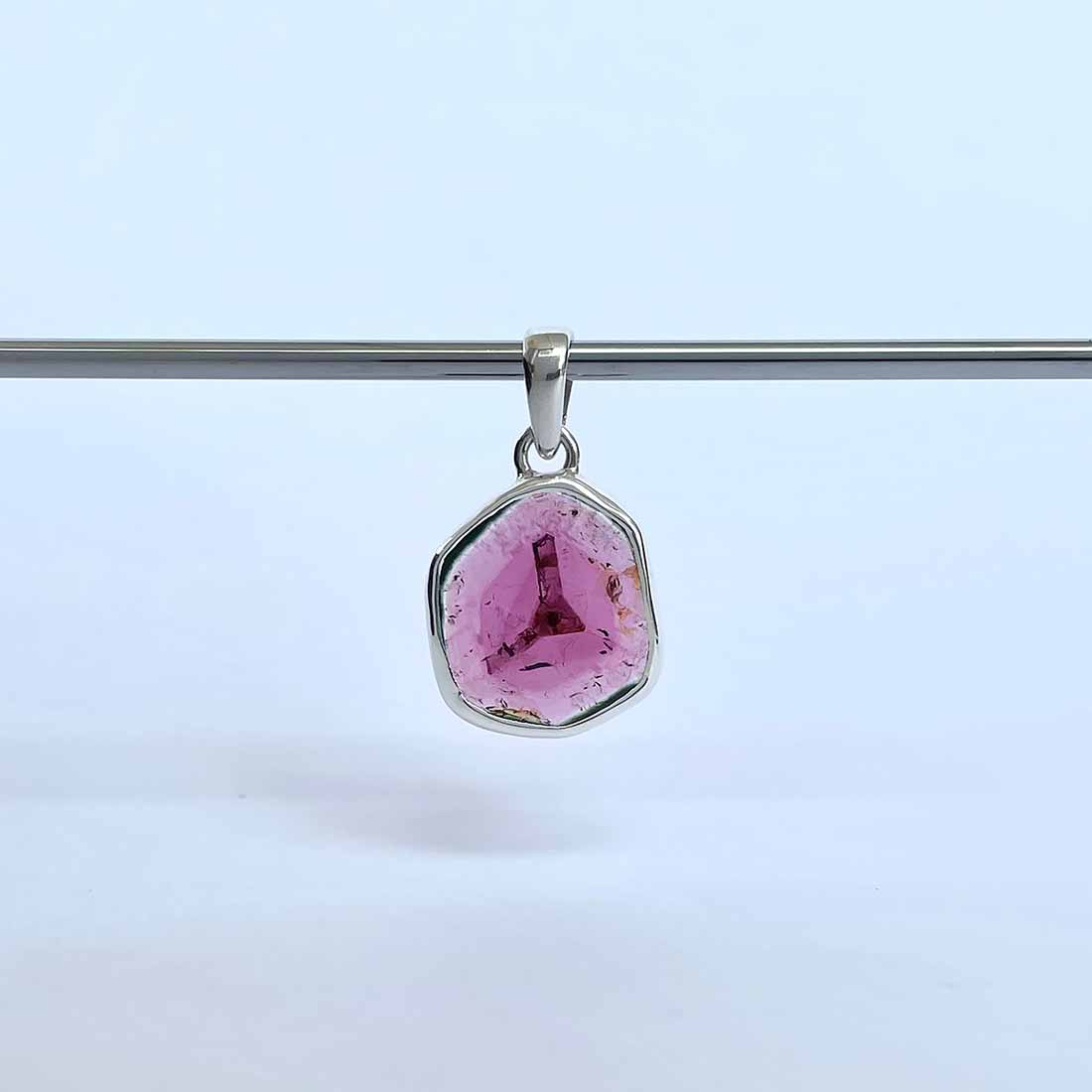 Watermelon Tourmaline Slice Pendant-(TRM-P-31.)