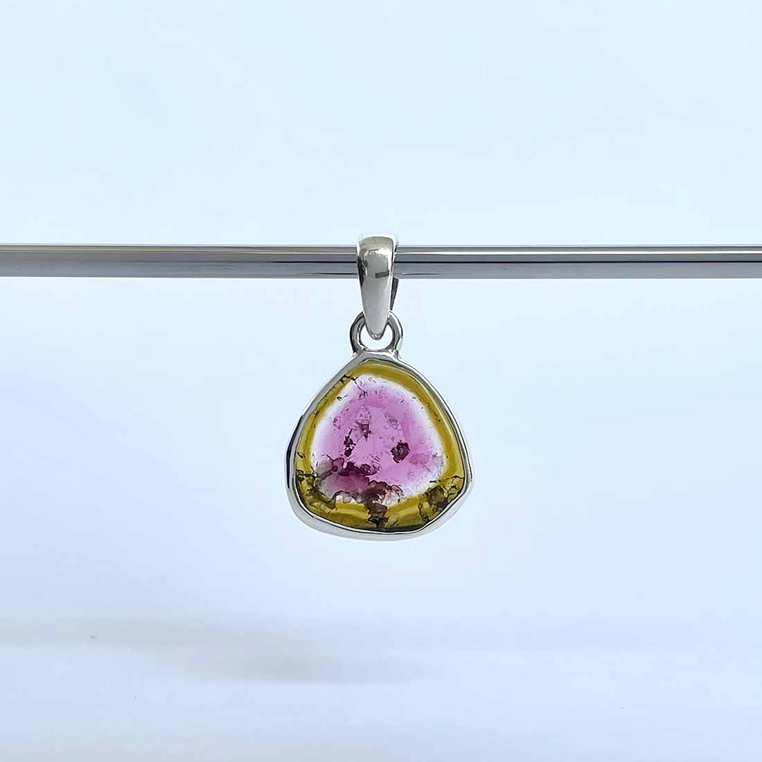 Watermelon Tourmaline Slice Pendant-(TRM-P-32.)