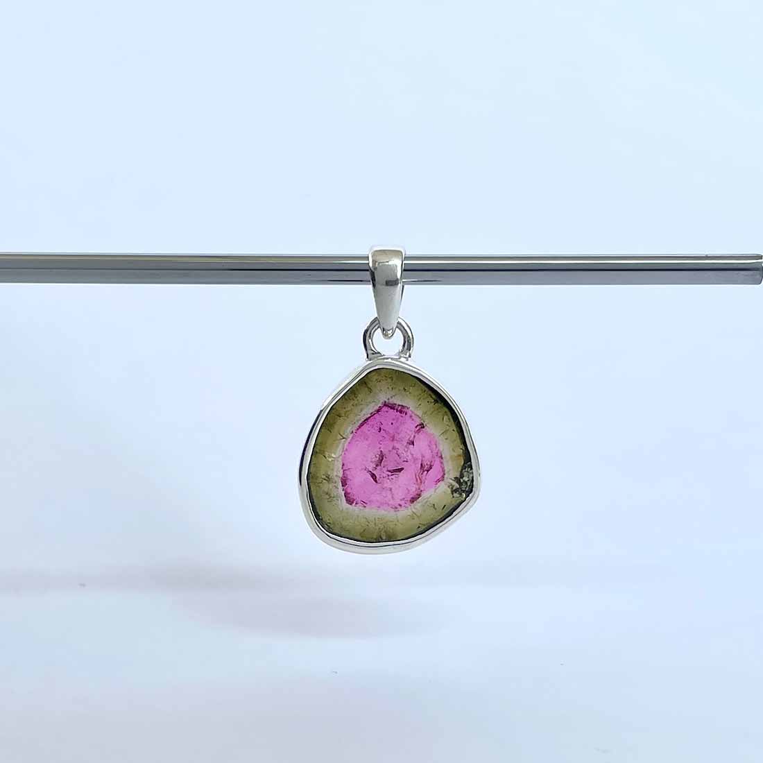 Watermelon Tourmaline Slice Pendant-(TRM-P-4.)