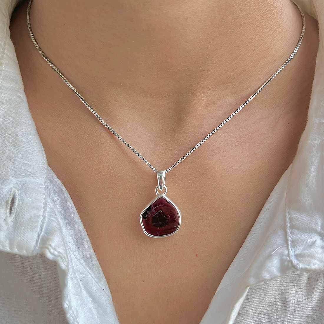 Watermelon Tourmaline Slice Pendant-(TRM-P-8.)