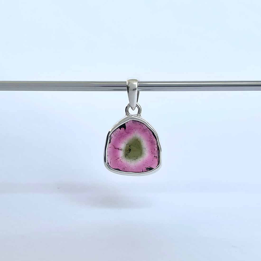 Watermelon Tourmaline Slice Pendant-(TRM-P-9.)
