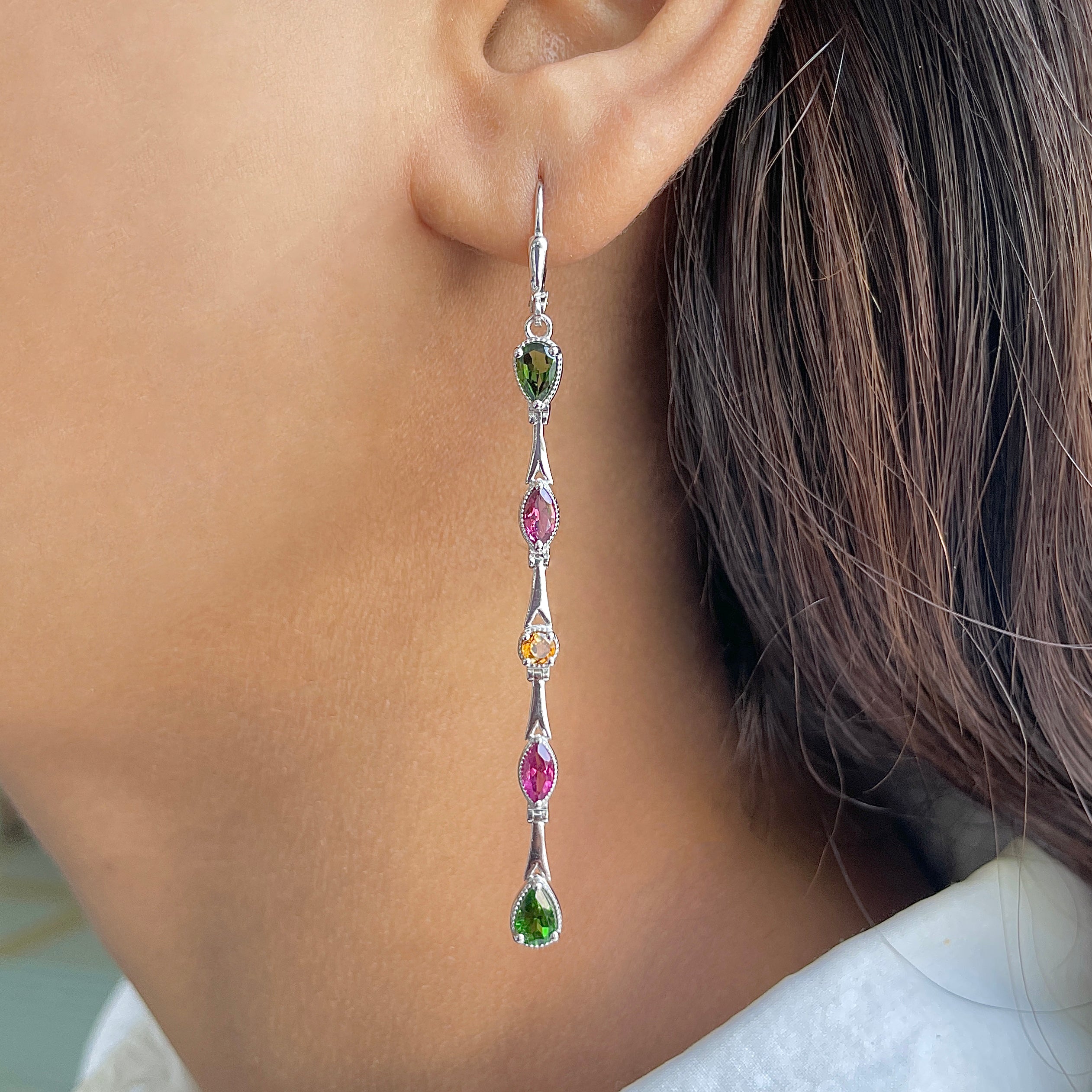 Tourmaline Leverback Earring-(TRM-SE-1046A.)