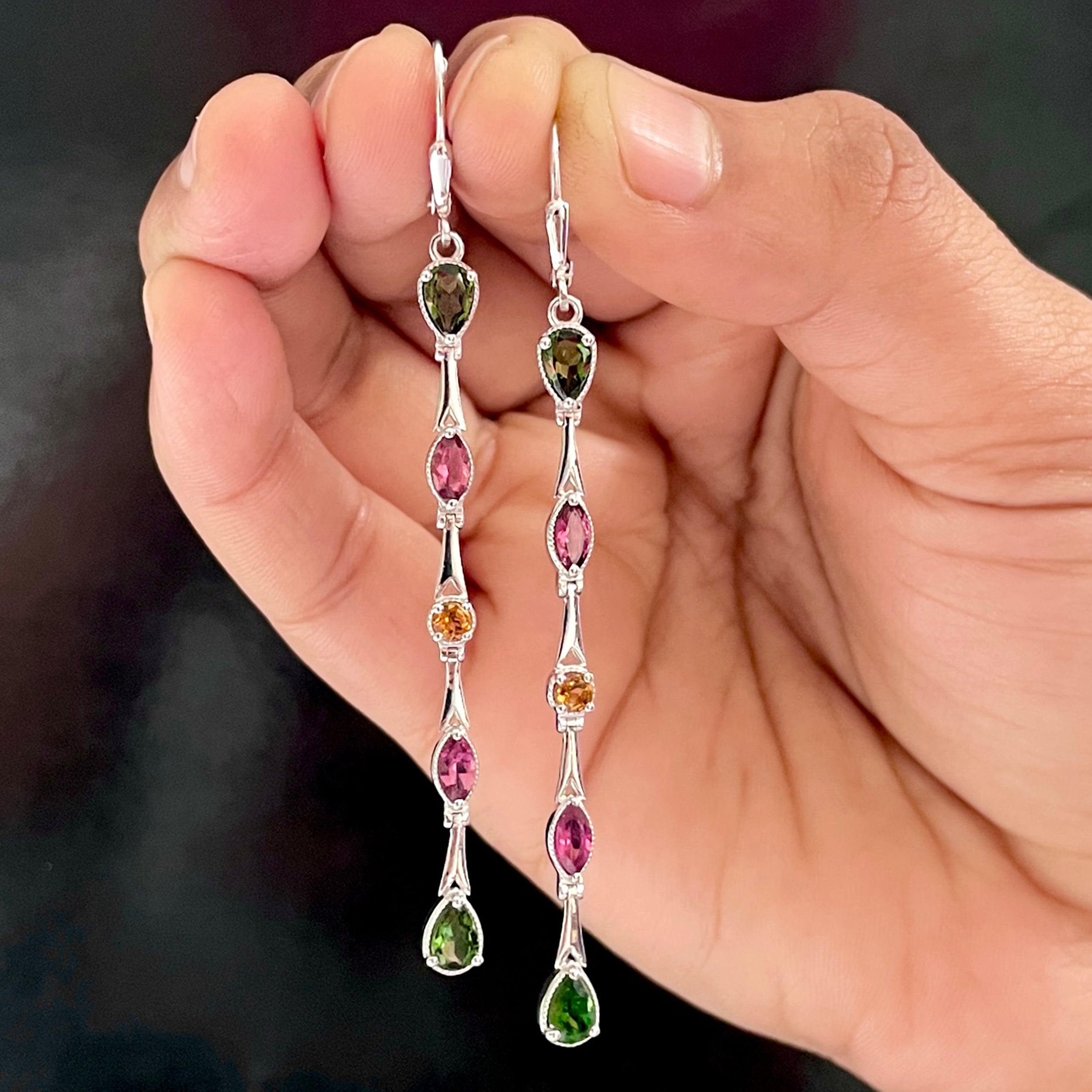 Tourmaline Leverback Earrings-(TRM-SE-1046A.)