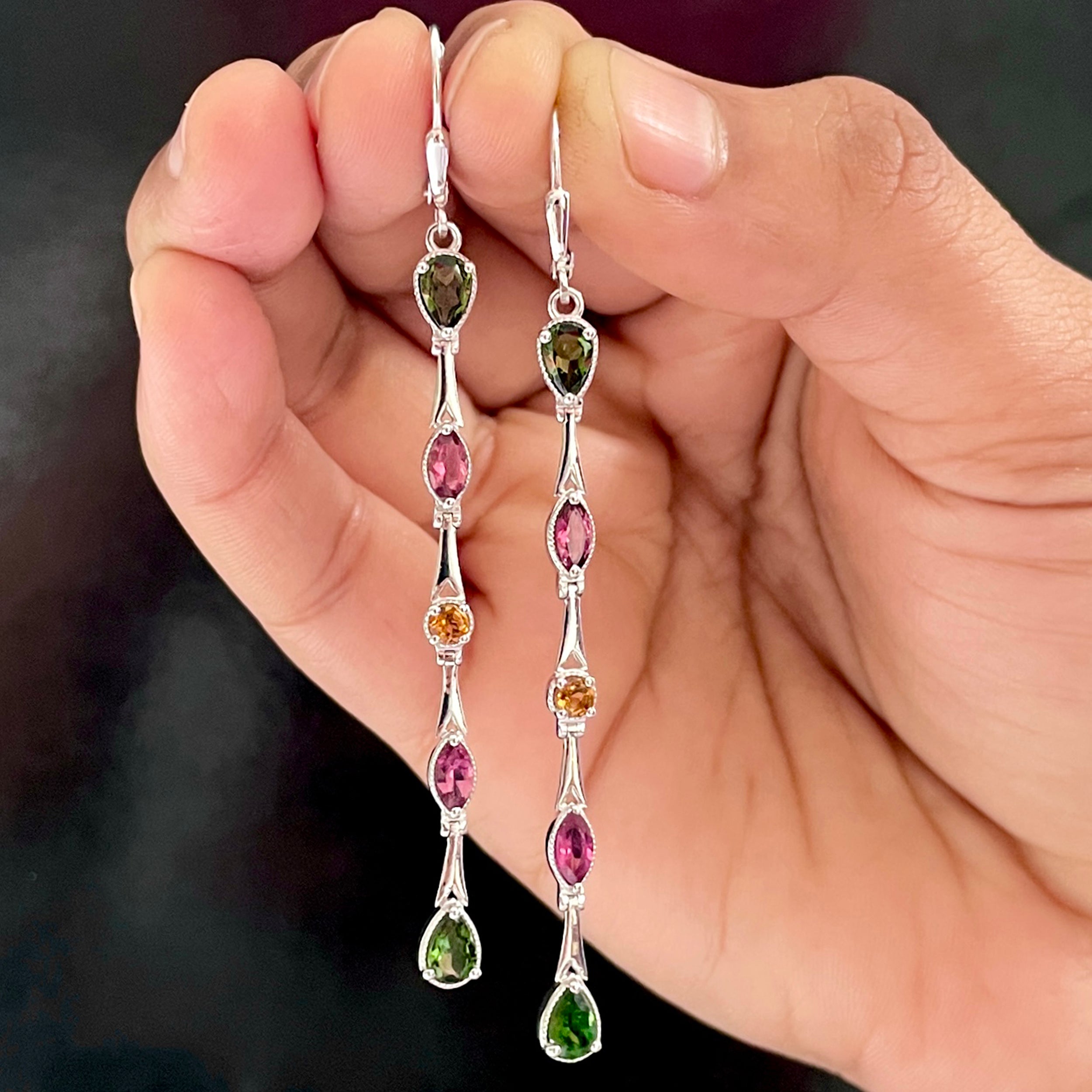 Tourmaline Leverback Earrings-(TRM-SE-1046A.)