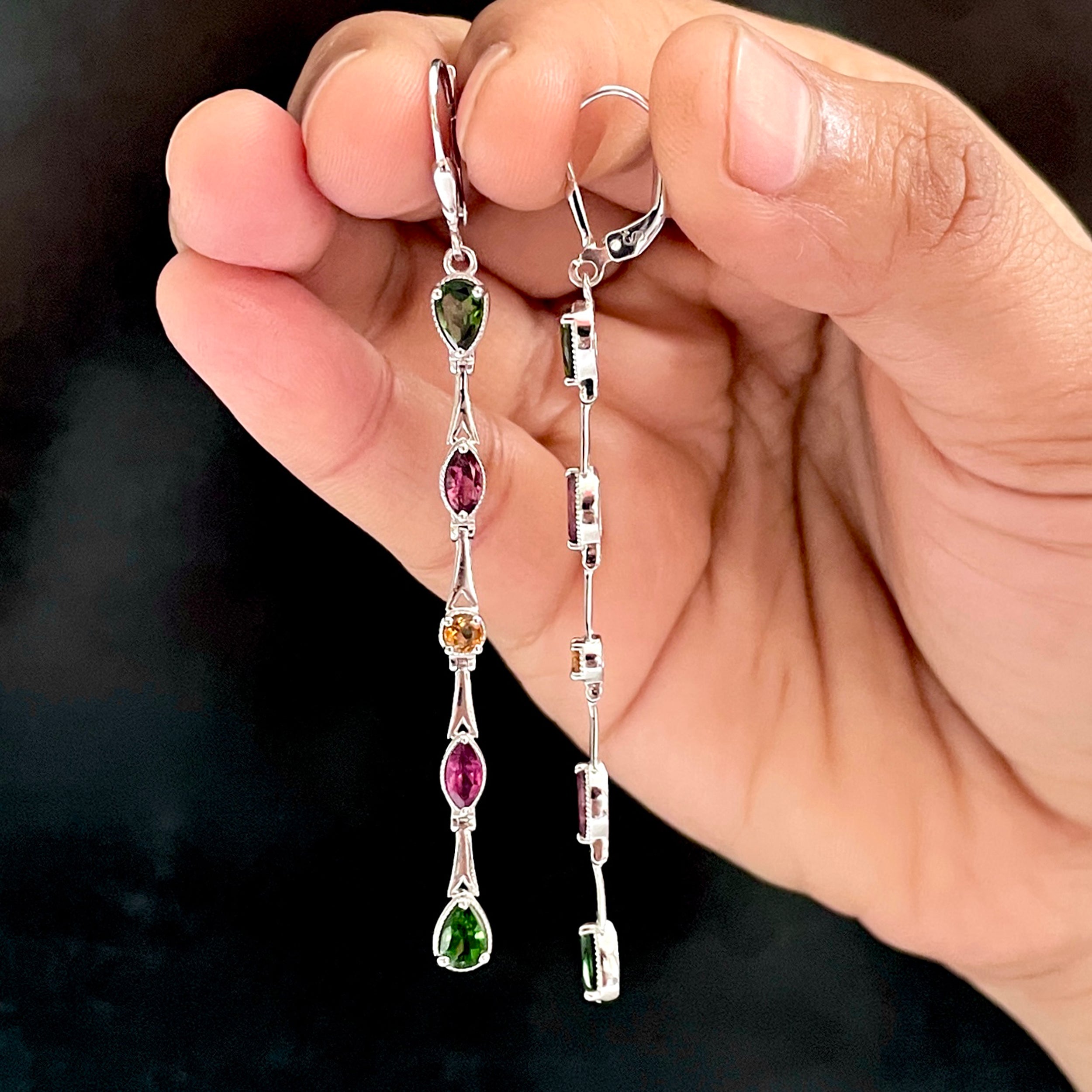Tourmaline Leverback Earrings-(TRM-SE-1046A.)