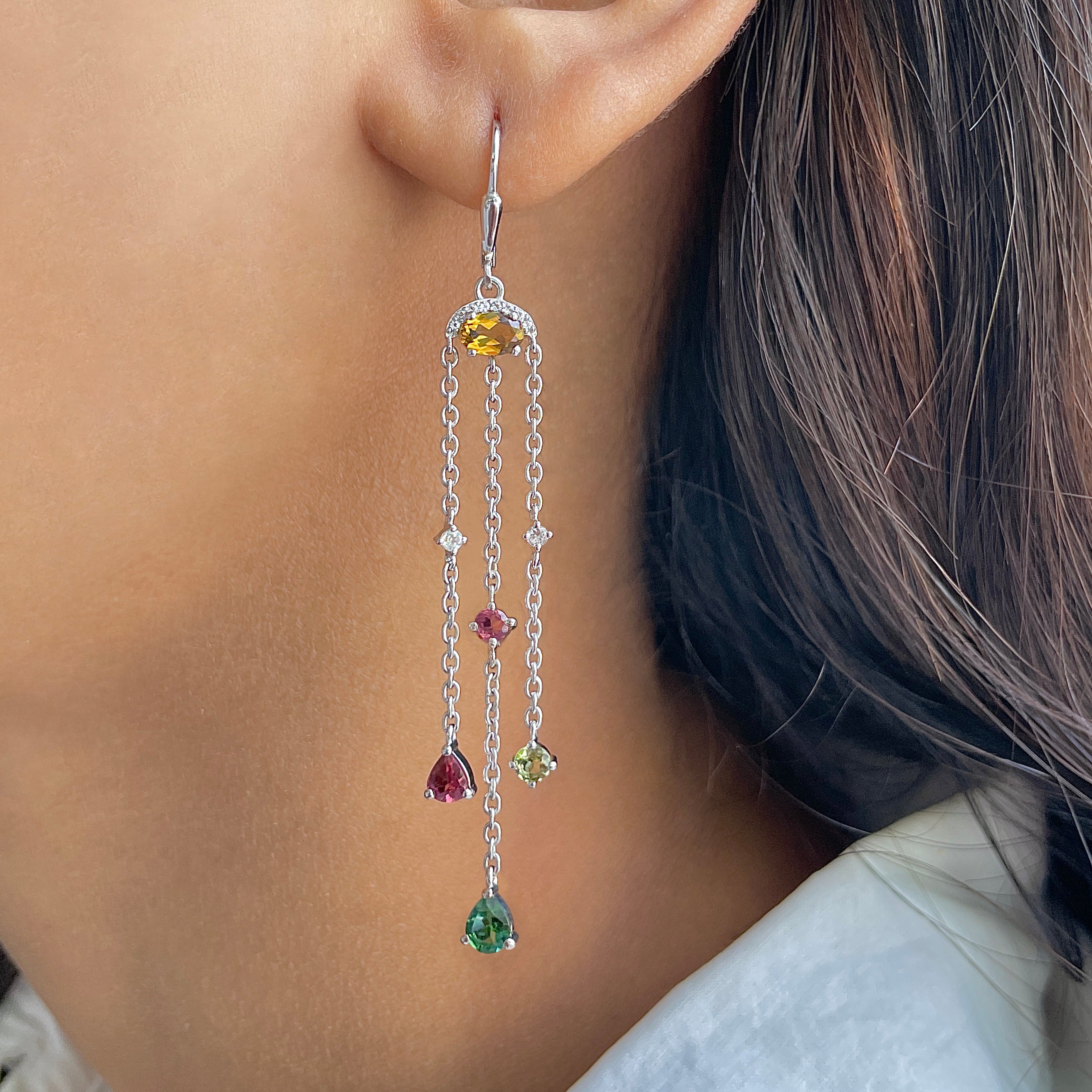 Tourmaline Leverback Earring-(TRM-SE-1062.)