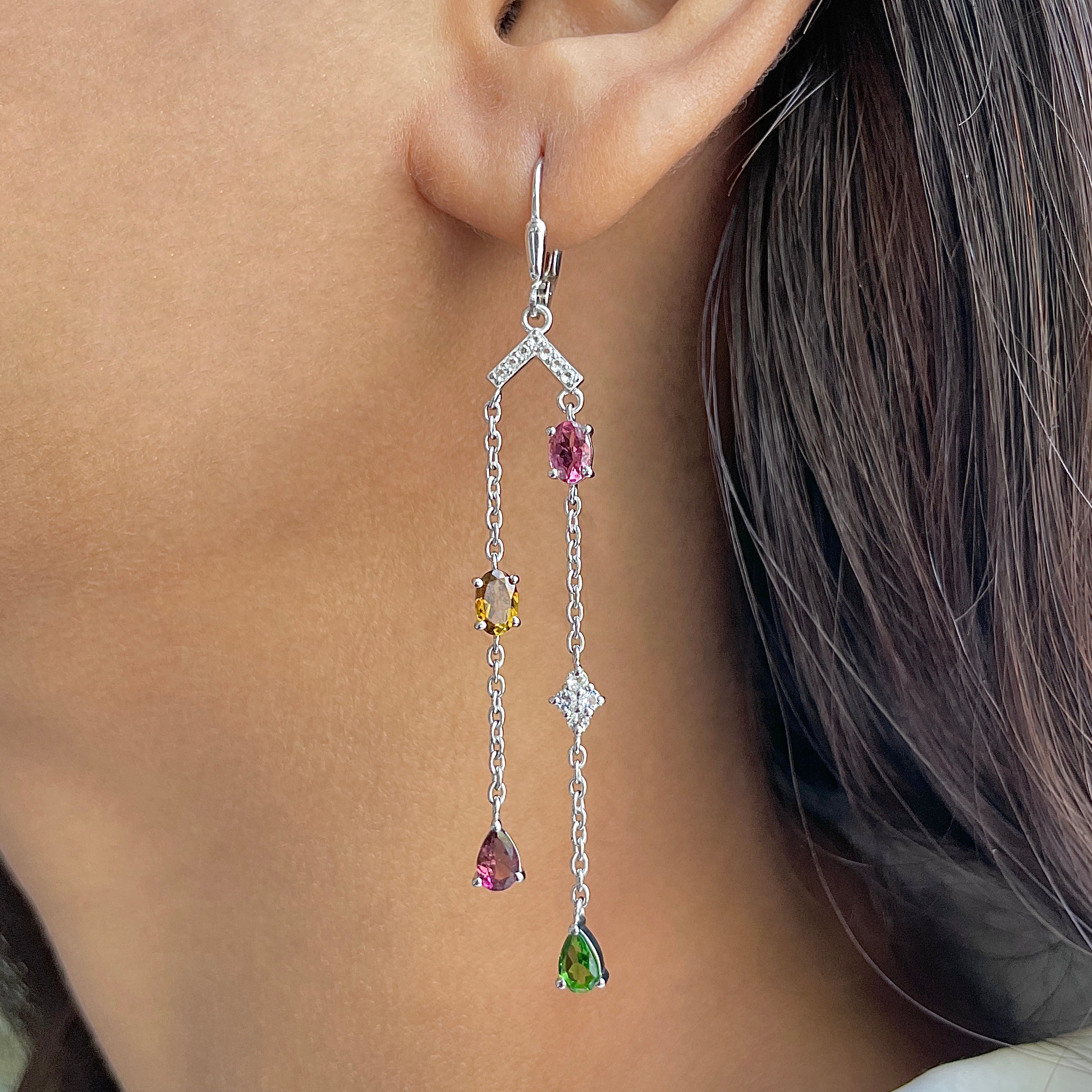Tourmaline Leverback Earring-(TRM-SE-1063.)