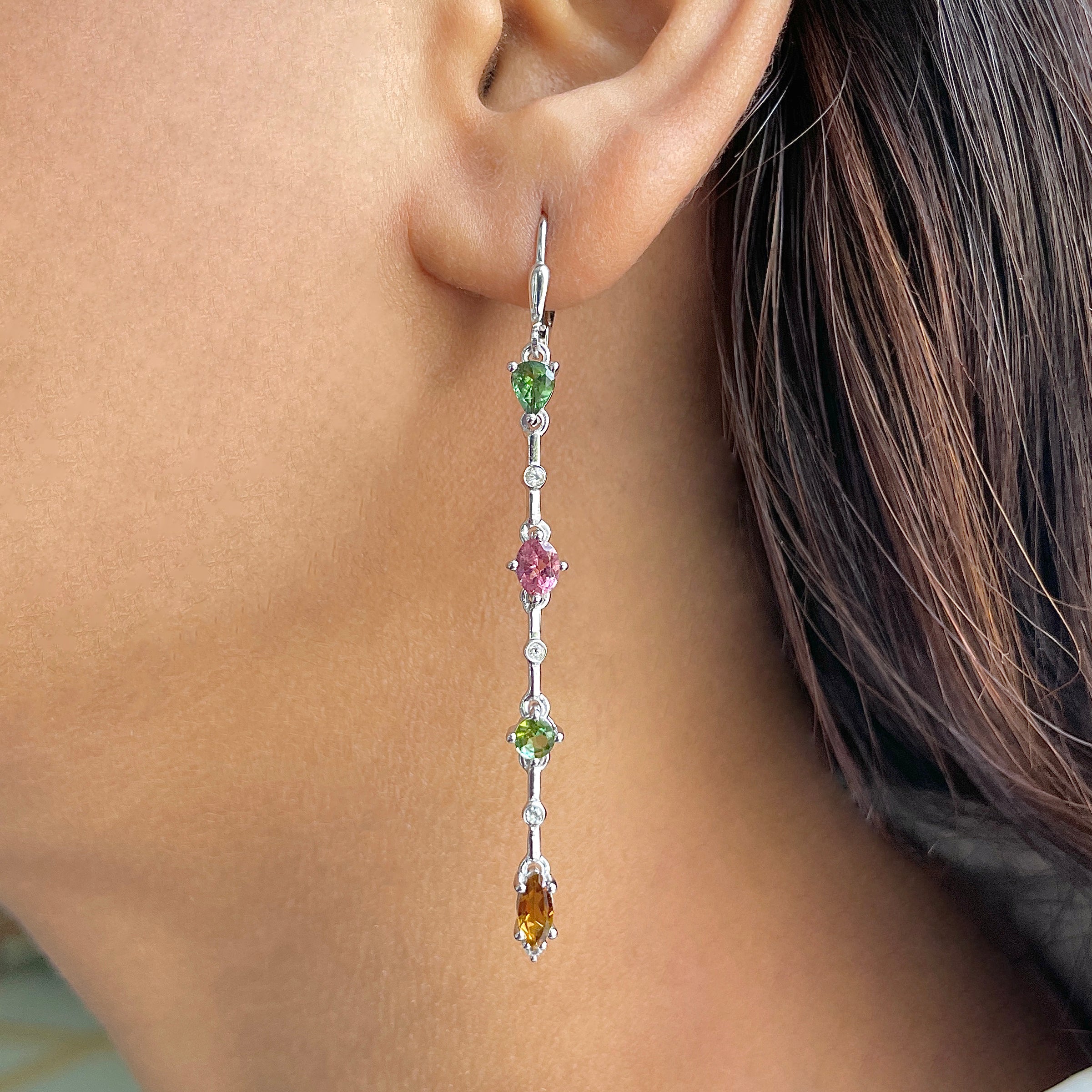 Tourmaline Leverback Earring-(TRM-SE-1330.)
