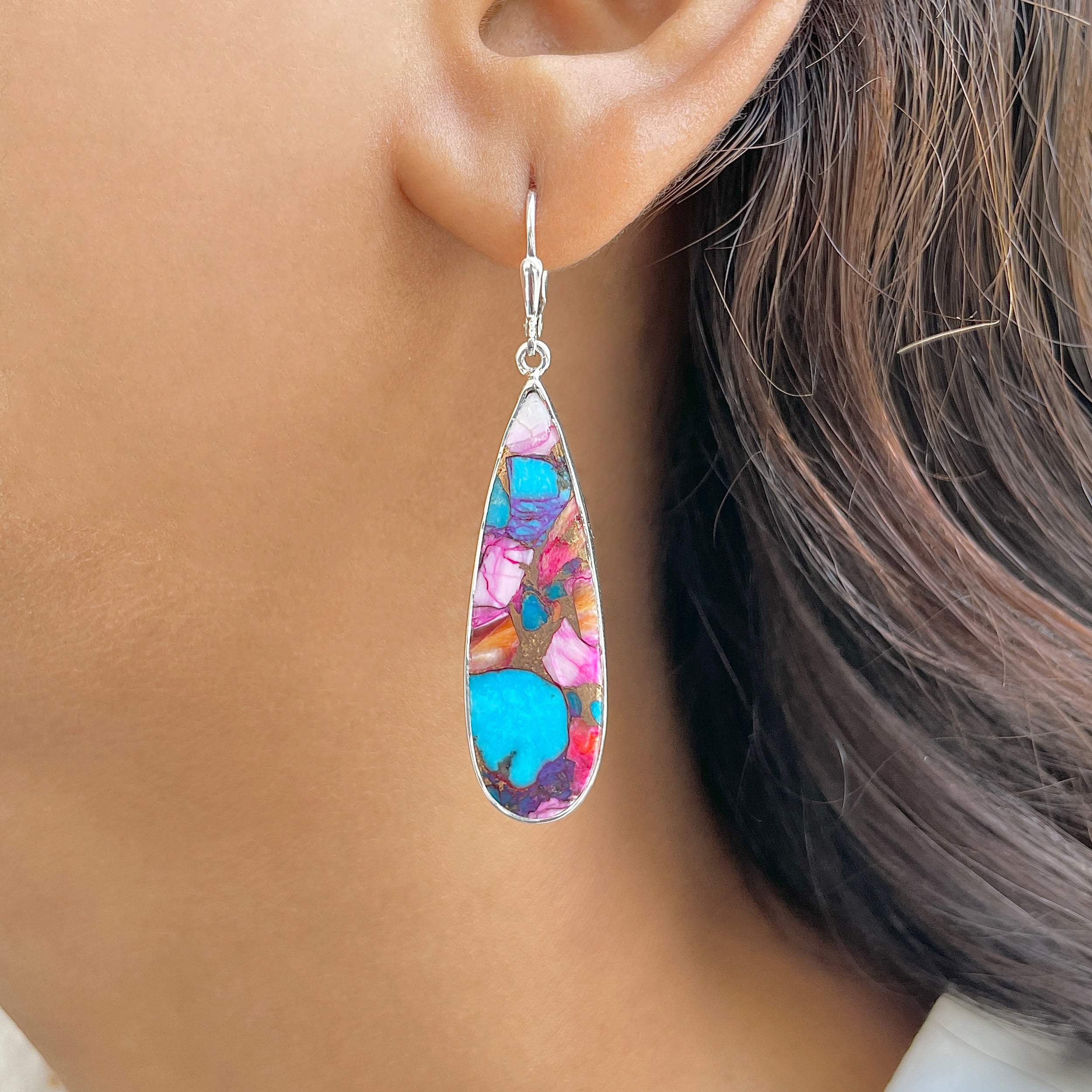 Spiny Oyster Turquoise Earring-(TRO-E-100.)