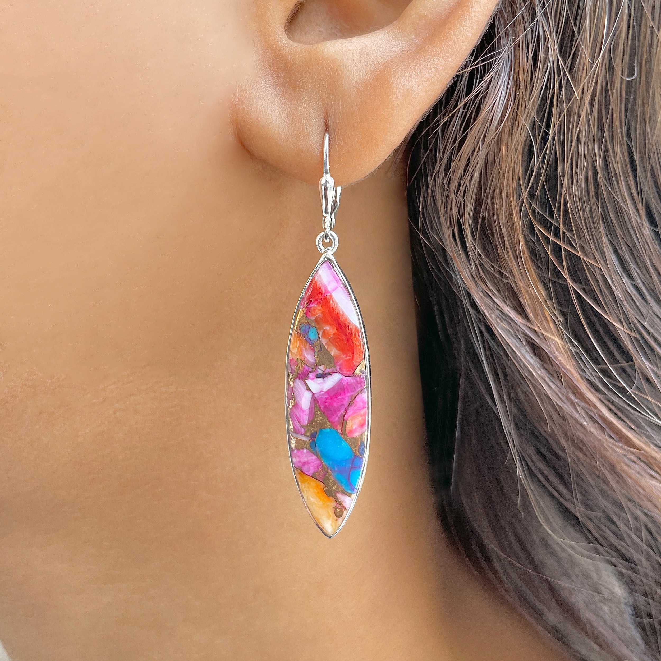 Spiny Oyster Turquoise Earring-(TRO-E-102.)