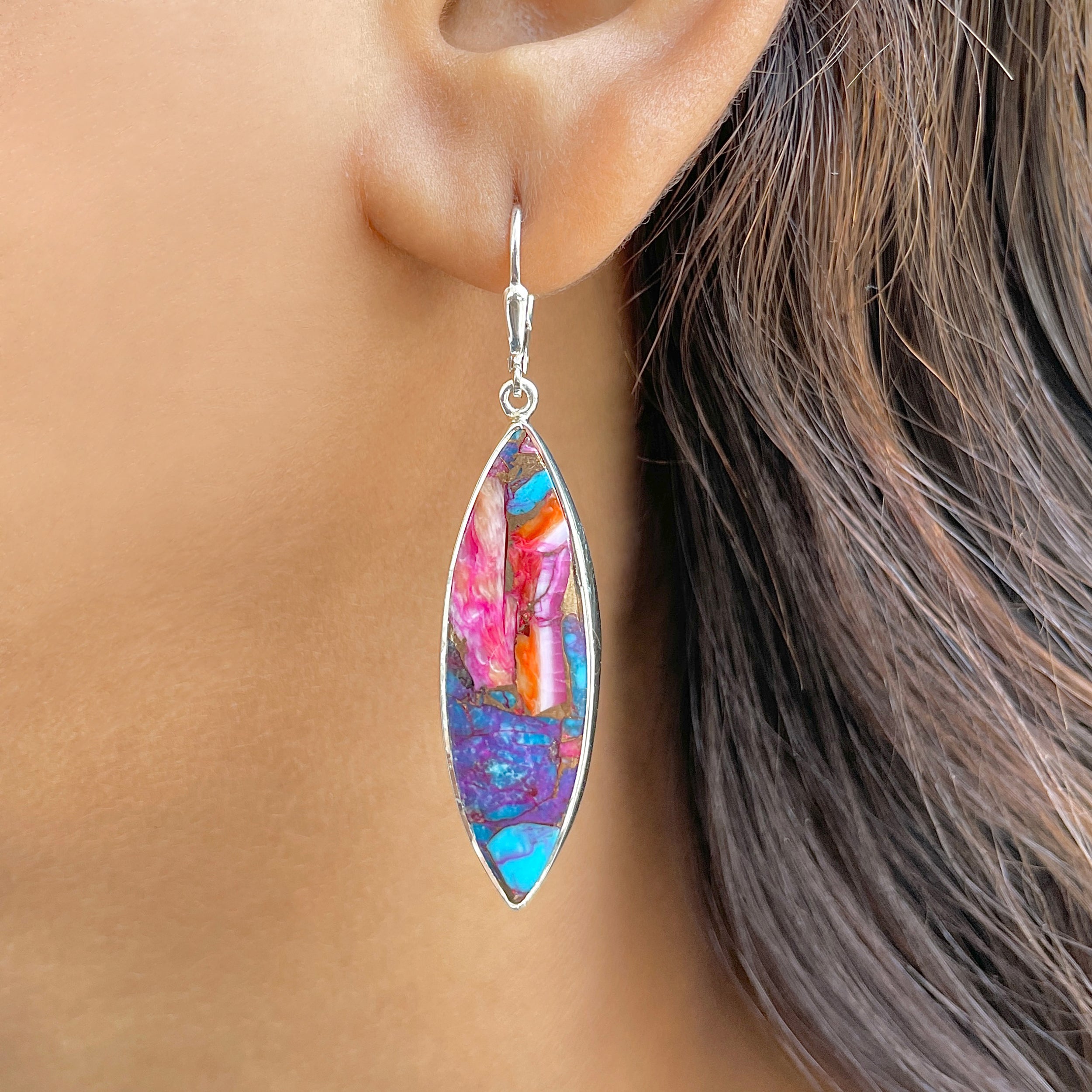 Spiny Oyster Turquoise Earring-(TRO-E-103.)