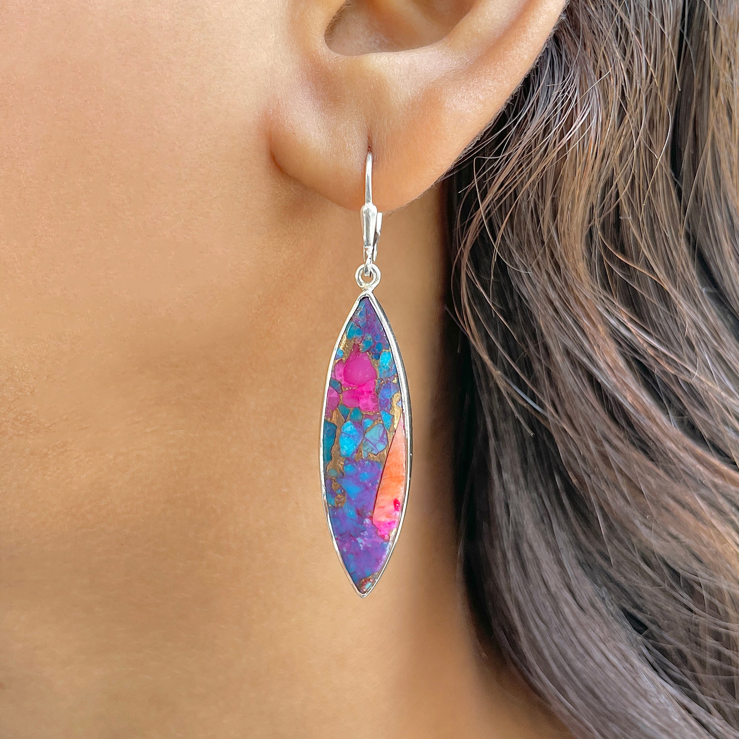 Spiny Oyster Turquoise Earring-(TRO-E-105.)
