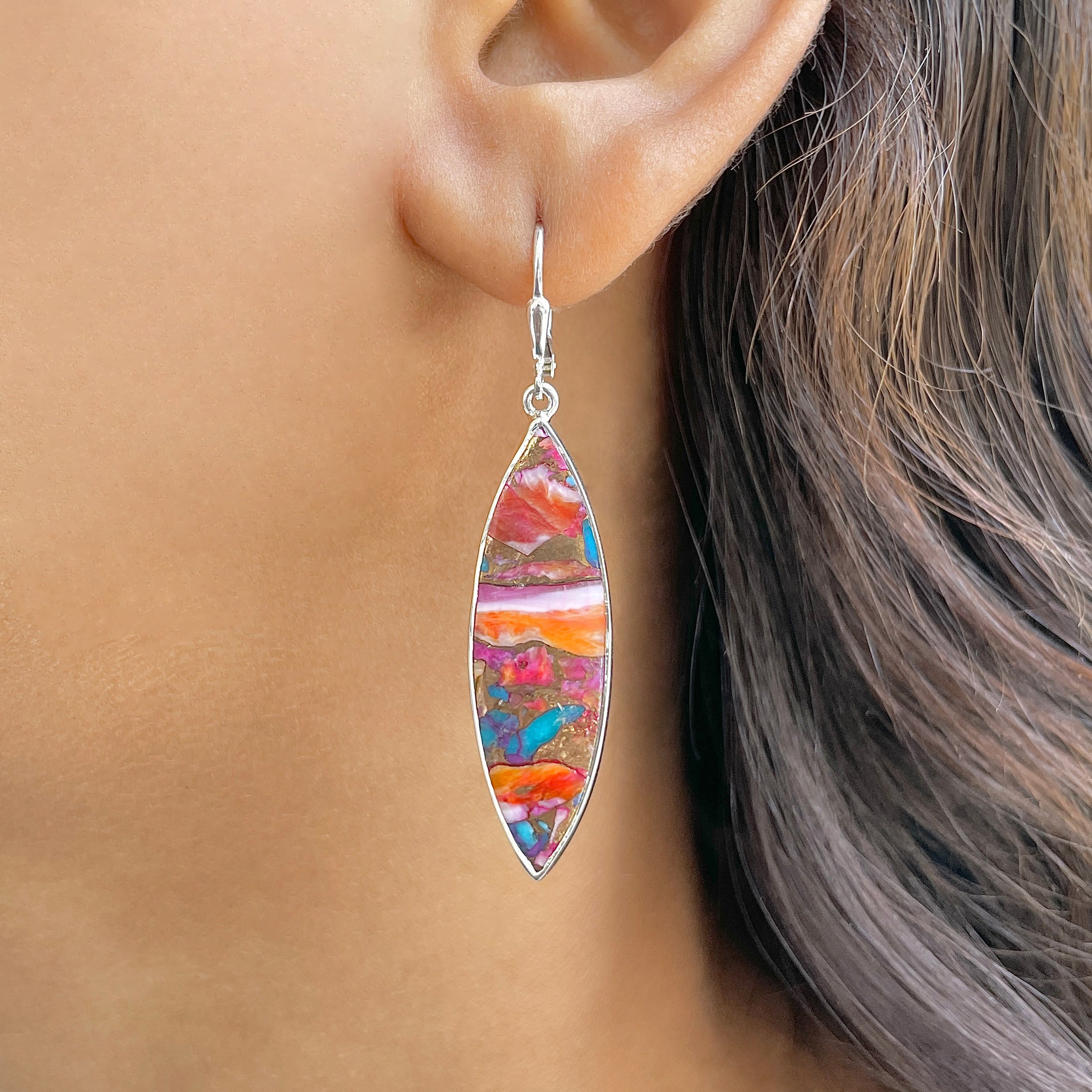 Spiny Oyster Turquoise Earring-(TRO-E-106.)