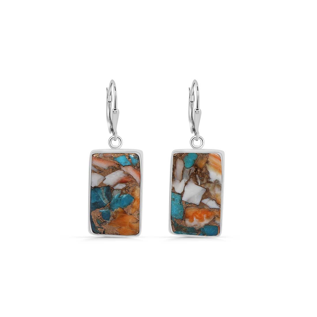 Spiny Oyster Turquoise Earrings-(TRO-E-11.)