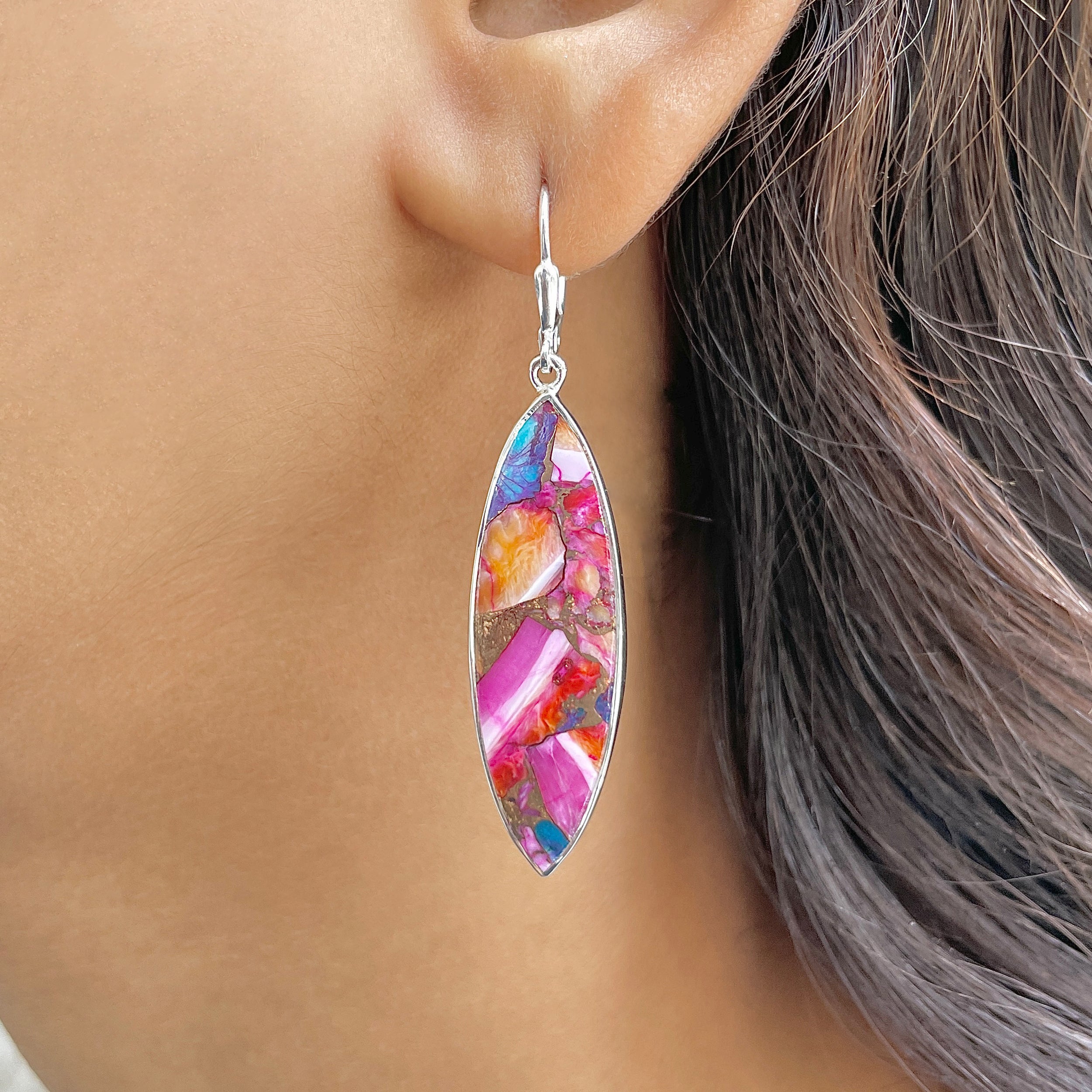 Spiny Oyster Turquoise Earring-(TRO-E-115.)