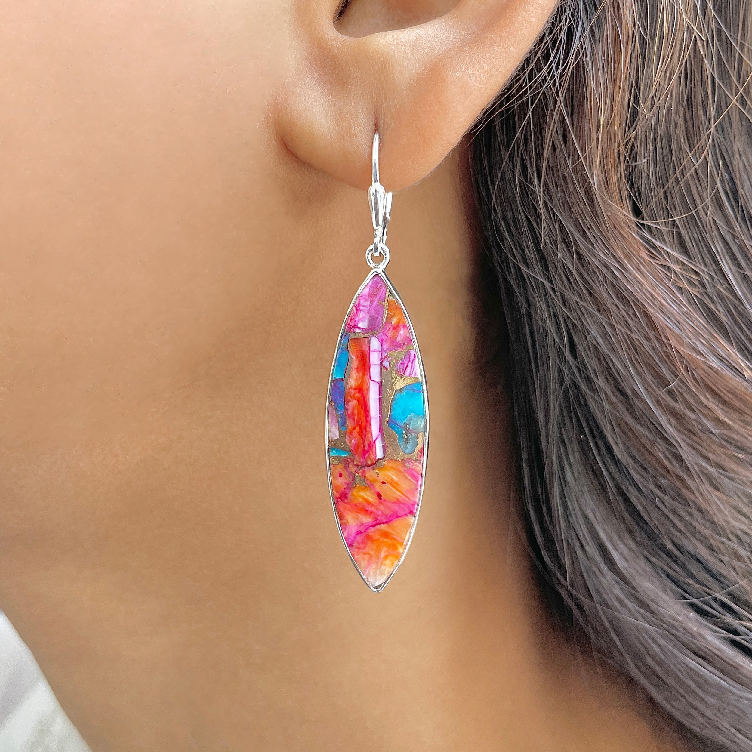 Spiny Oyster Turquoise Earring-(TRO-E-116.)