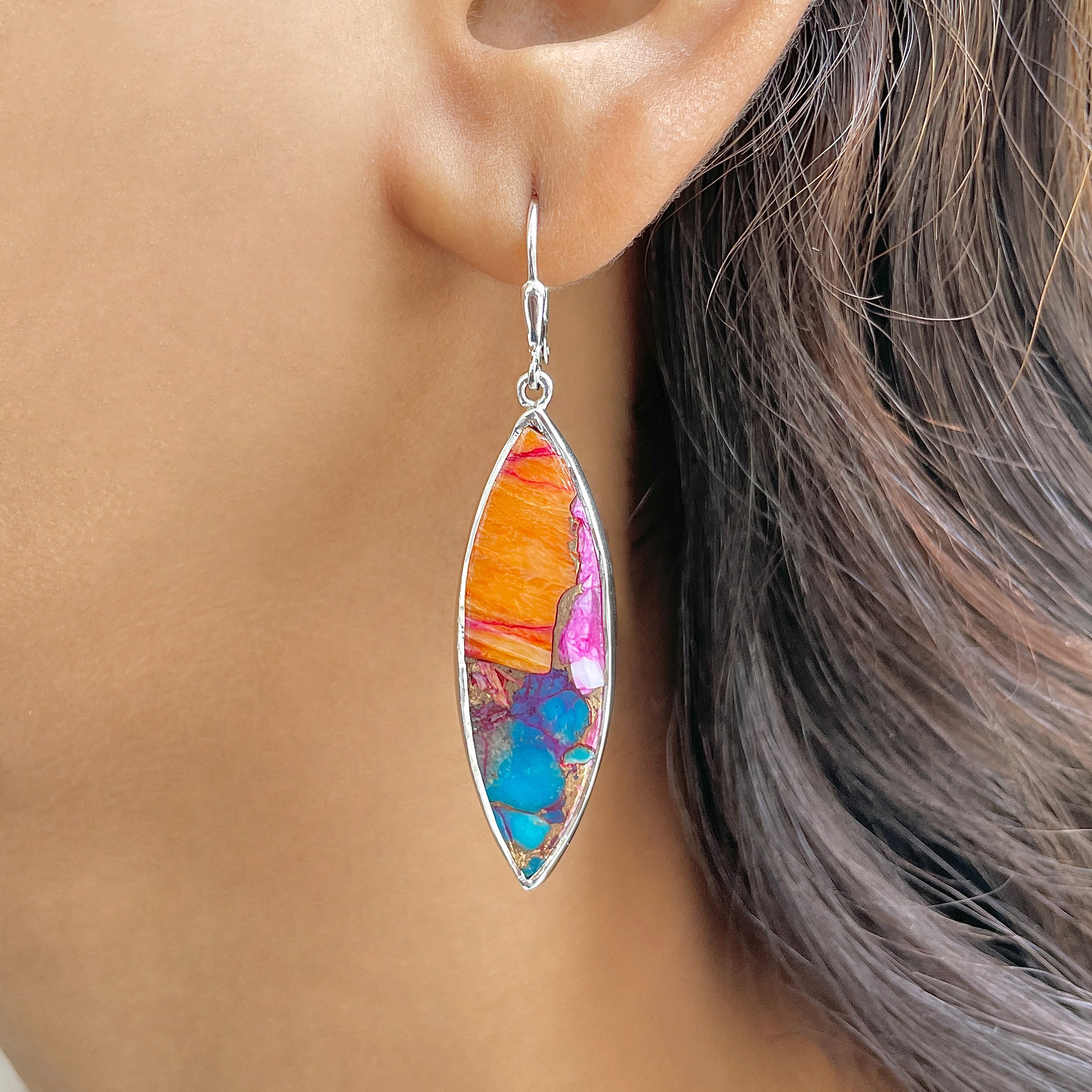 Spiny Oyster Turquoise Earring-(TRO-E-118.)