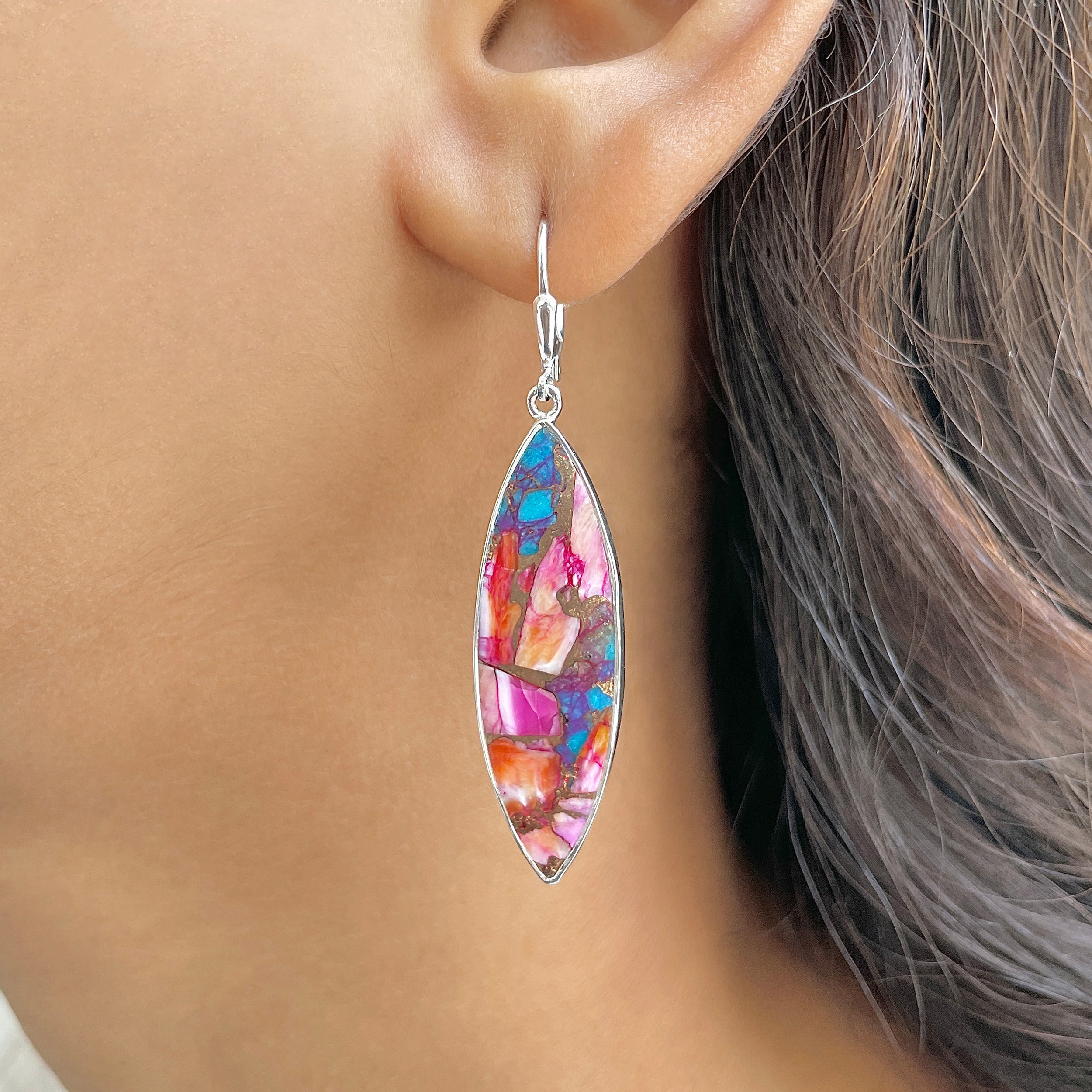 Spiny Oyster Turquoise Earring-(TRO-E-121.)